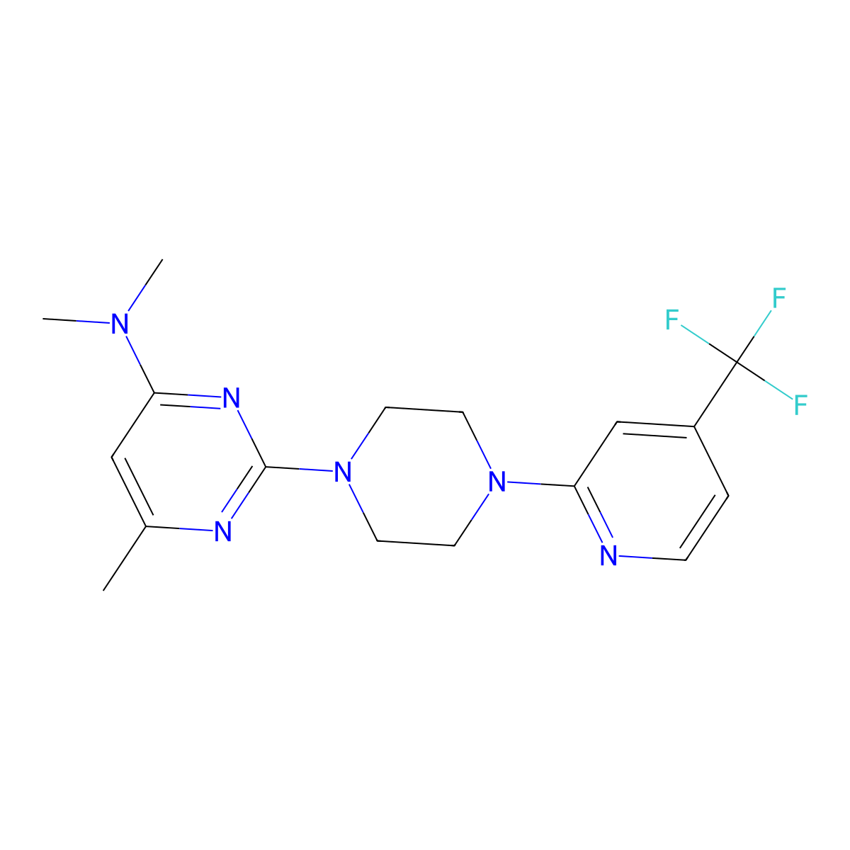 N,N,6-trimethyl-2-{4-[4-(trifluoromethyl)pyridin-2-yl]piperazin-1-yl}pyrimidin-4-amine molecular structure, CAS 2415487-89-5