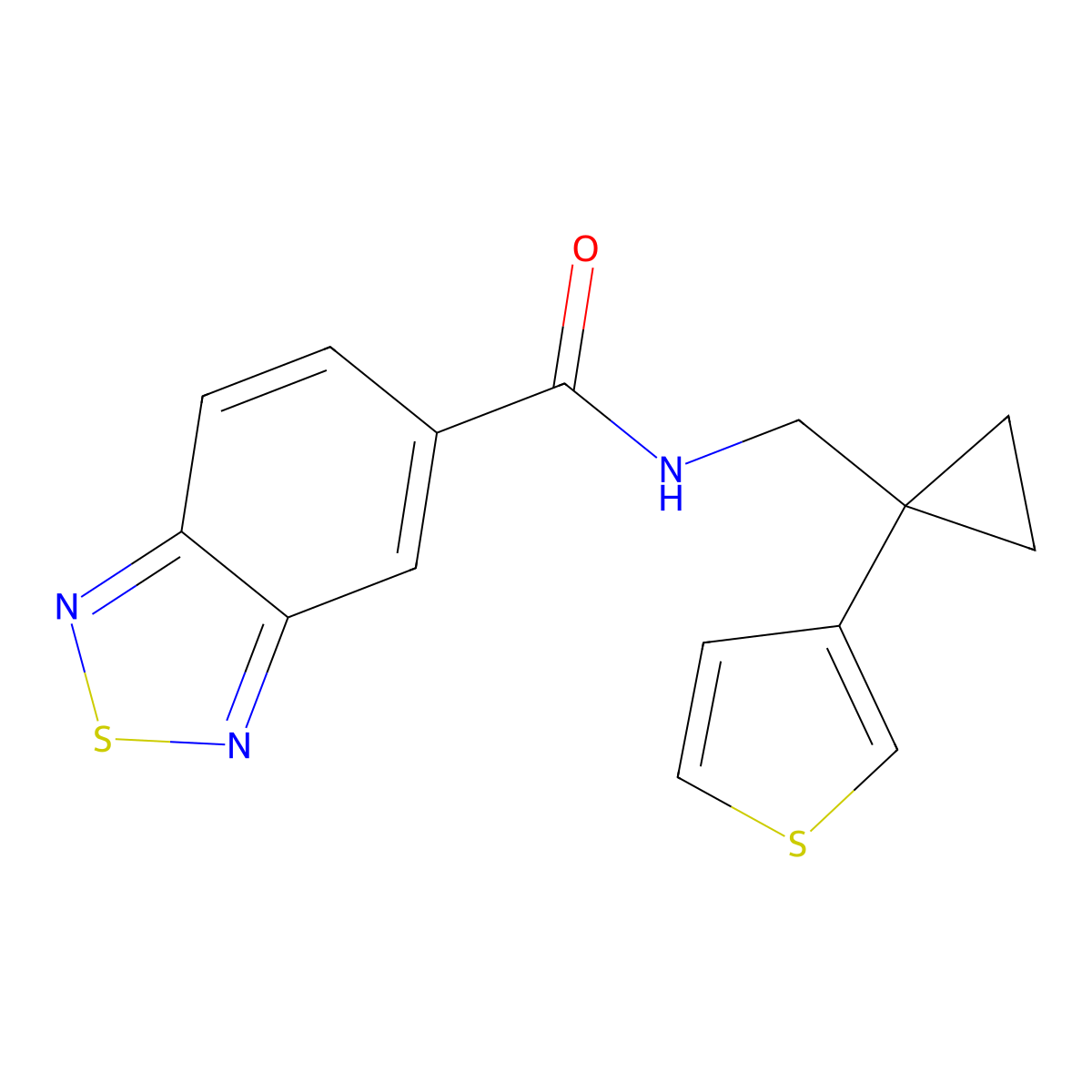 N-{[1-(thiophen-3-yl)cyclopropyl]methyl}-2,1,3-benzothiadiazole-5-carboxamide molecular structure, CAS 2415487-91-9