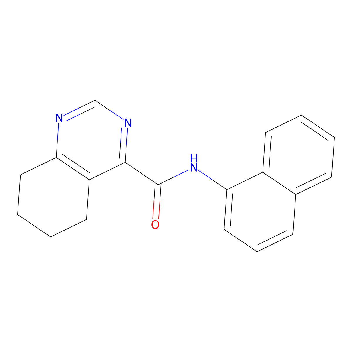 N-(naphthalen-1-yl)-5,6,7,8-tetrahydroquinazoline-4-carboxamide molecular structure, CAS 2415488-01-4