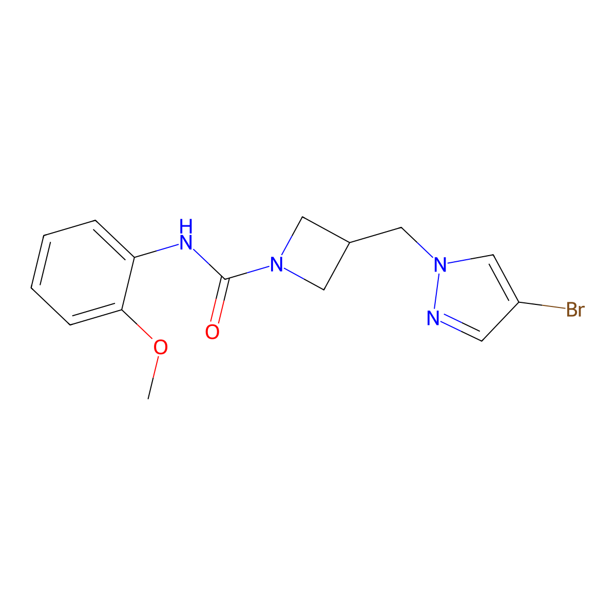 3-[(4-bromo-1H-pyrazol-1-yl)methyl]-N-(2-methoxyphenyl)azetidine-1-carboxamide molecular structure, CAS 2415488-02-5