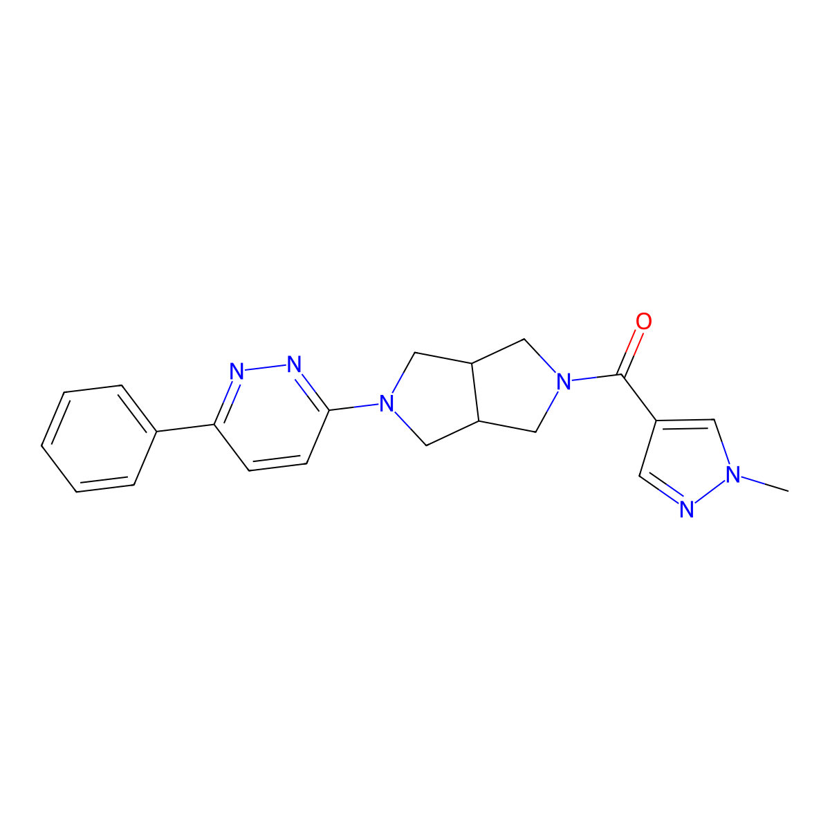 3-[5-(1-methyl-1H-pyrazole-4-carbonyl)-octahydropyrrolo[3,4-c]pyrrol-2-yl]-6-phenylpyridazine molecular structure, CAS 2415488-07-0