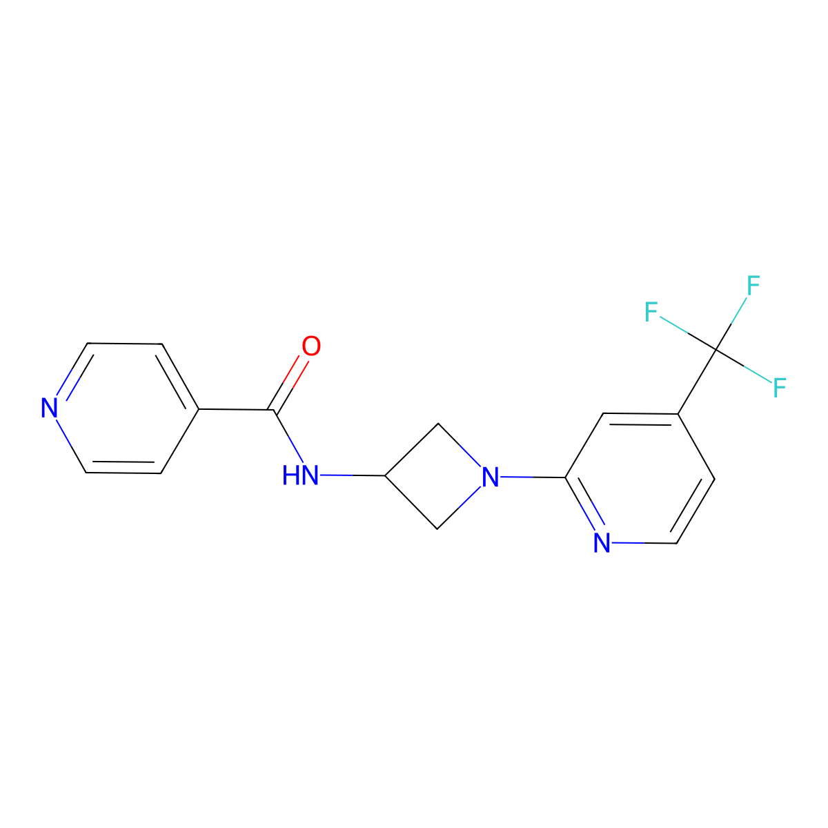 N-{1-[4-(trifluoromethyl)pyridin-2-yl]azetidin-3-yl}pyridine-4-carboxamide molecular structure, CAS 2415488-08-1