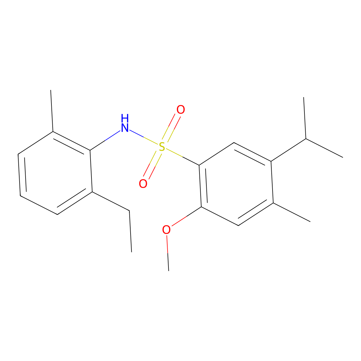 N-(2-ethyl-6-methylphenyl)-2-methoxy-4-methyl-5-(propan-2-yl)benzene-1-sulfonamide molecular structure, CAS 2415488-11-6