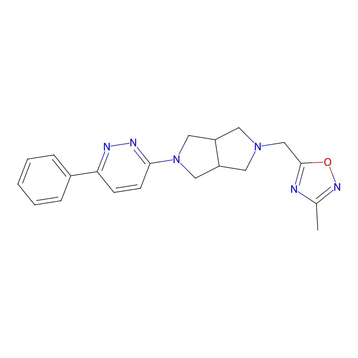 3-{5-[(3-Methyl-1,2,4-oxadiazol-5-yl)methyl]-octahydropyrrolo[3,4-c]pyrrol-2-yl}-6-phenylpyridazine molecular structure, CAS 2415488-14-9