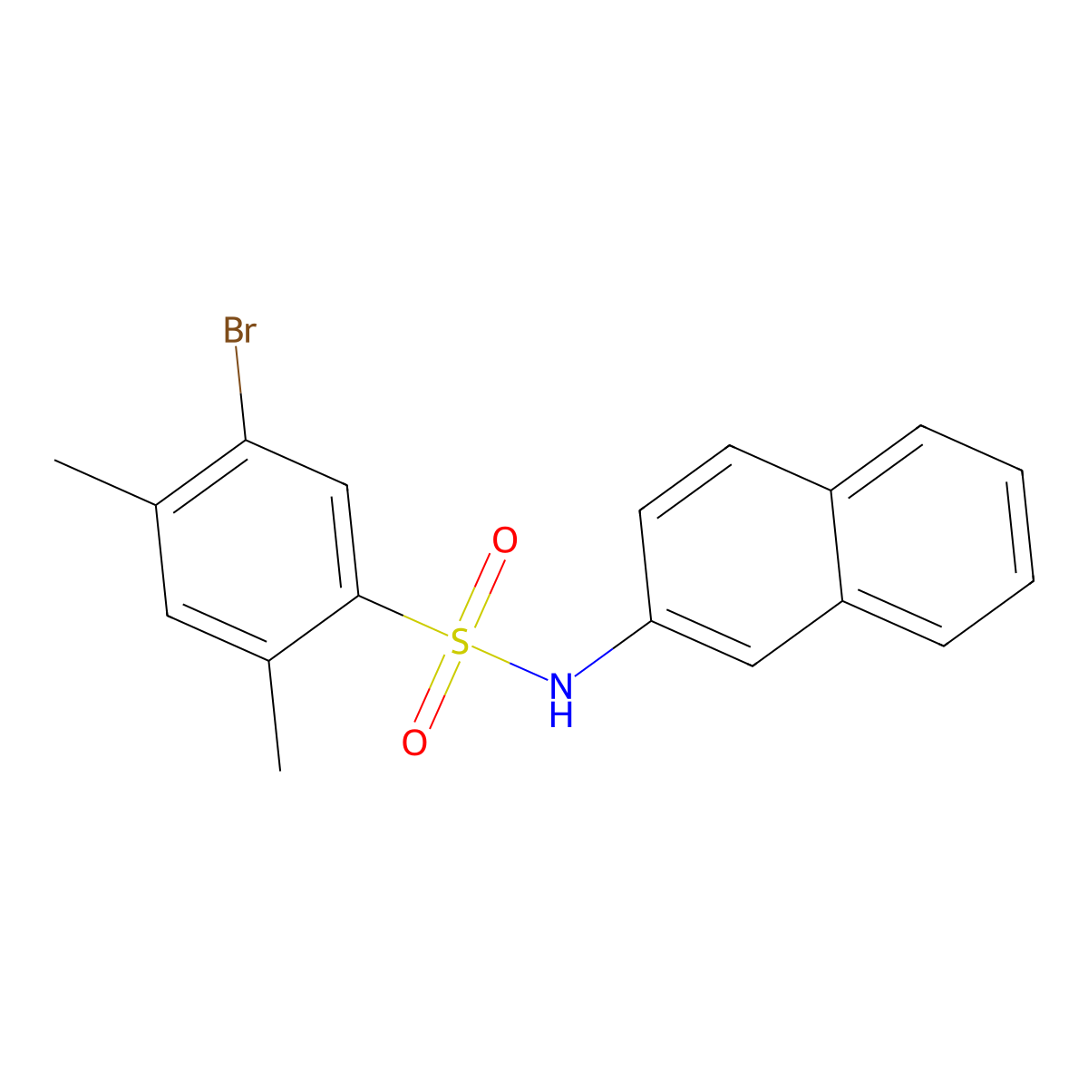 5-bromo-2,4-dimethyl-N-(naphthalen-2-yl)benzene-1-sulfonamide molecular structure, CAS 2415488-19-4