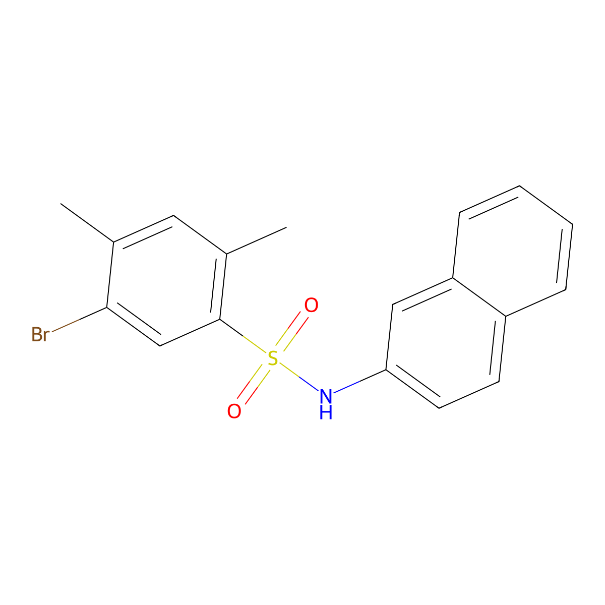 5-bromo-2,4-dimethyl-N-(naphthalen-2-yl)benzene-1-sulfonamide molecular structure, CAS 2415488-19-4