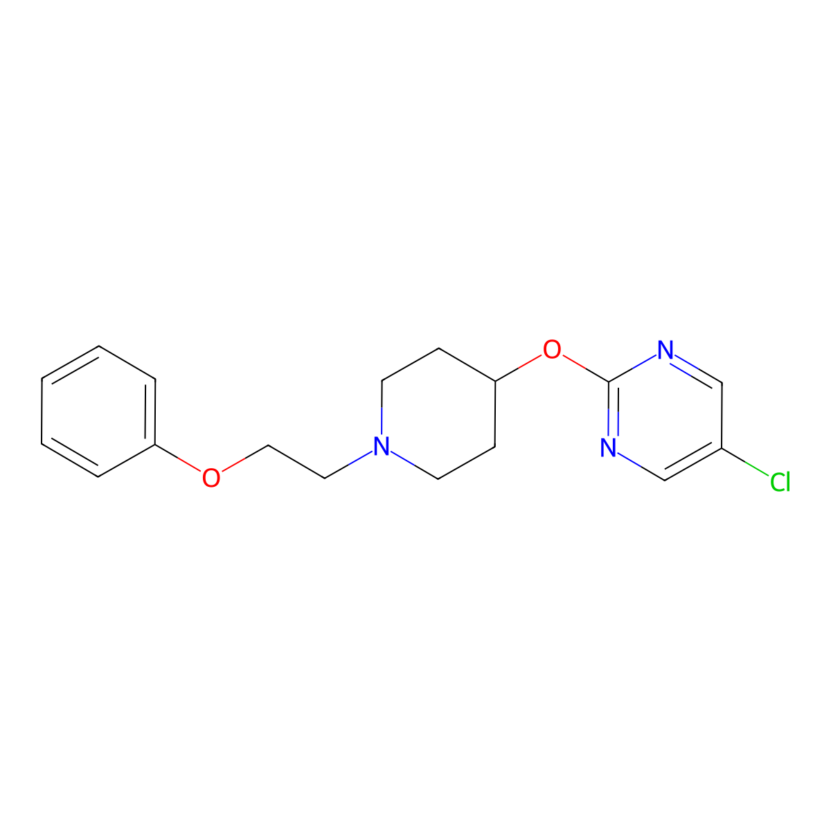 5-Chloro-2-{[1-(2-phenoxyethyl)piperidin-4-yl]oxy}pyrimidine molecular structure, CAS 2415488-26-3