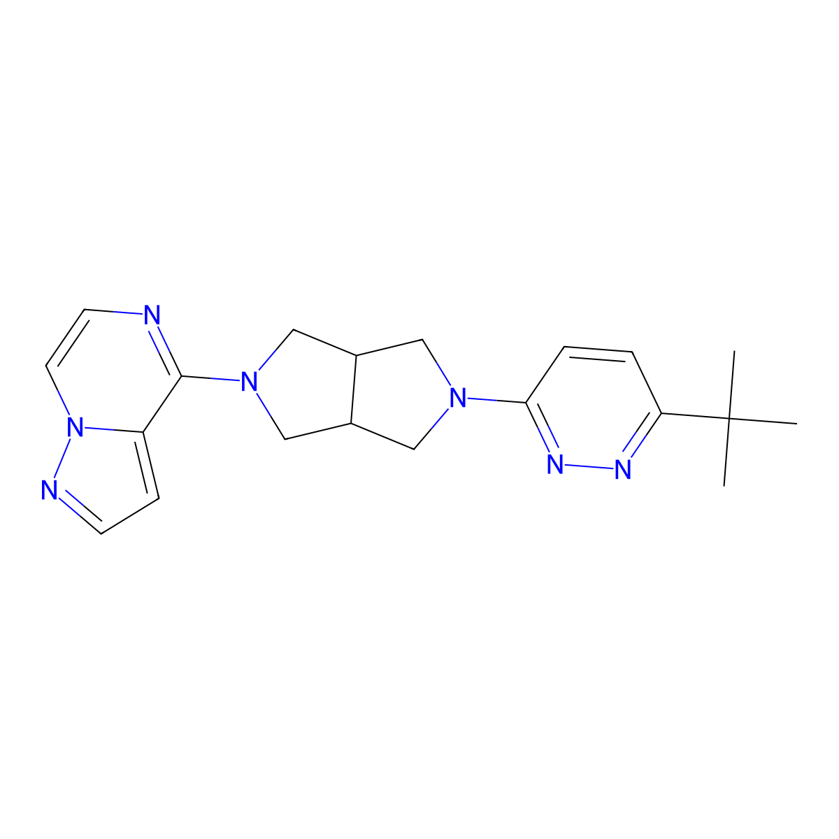 3-Tert-butyl-6-(5-{pyrazolo[1,5-a]pyrazin-4-yl}-octahydropyrrolo[3,4-c]pyrrol-2-yl)pyridazine molecular structure, CAS 2415488-29-6