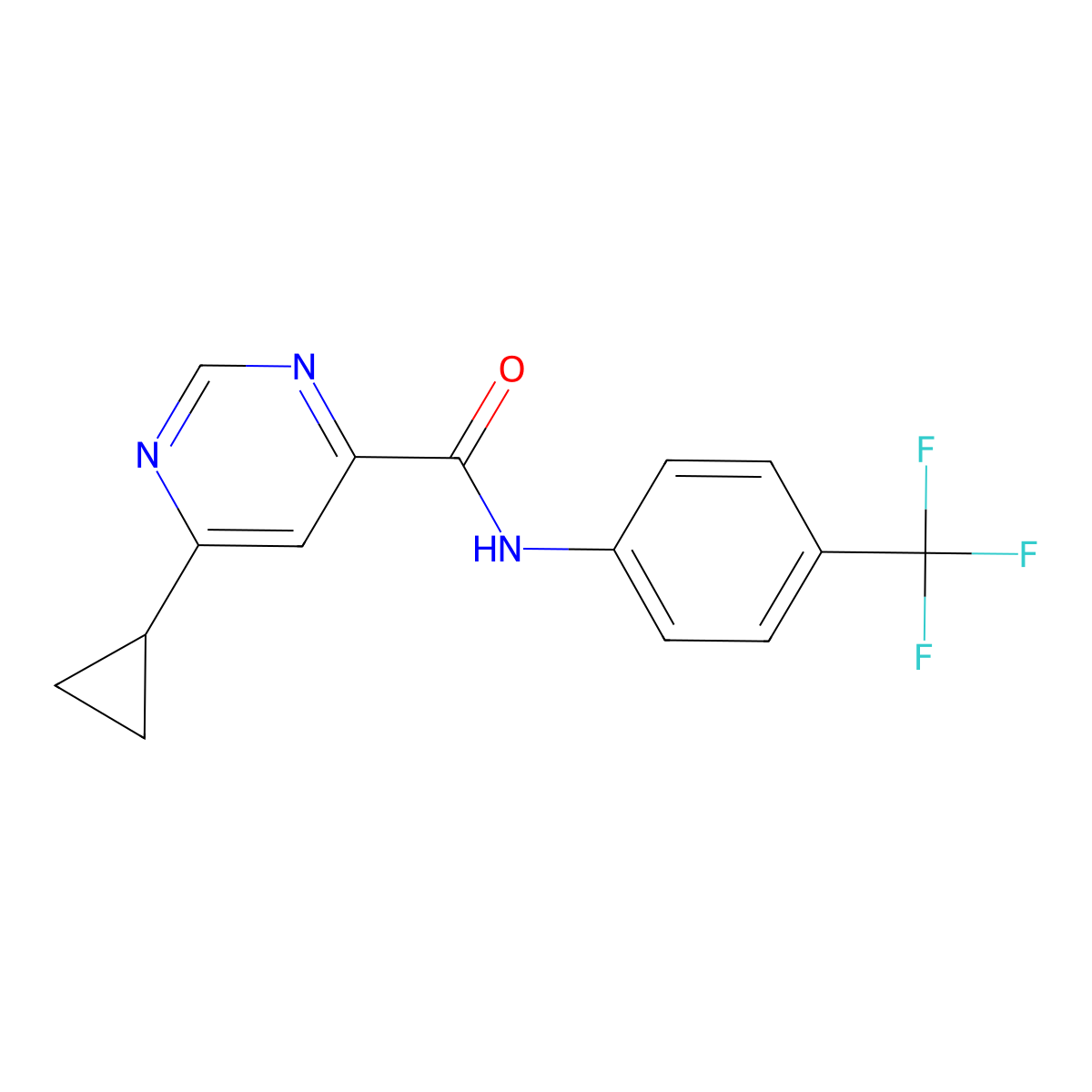 6-Cyclopropyl-N-[4-(trifluoromethyl)phenyl]pyrimidine-4-carboxamide molecular structure, CAS 2415488-30-9
