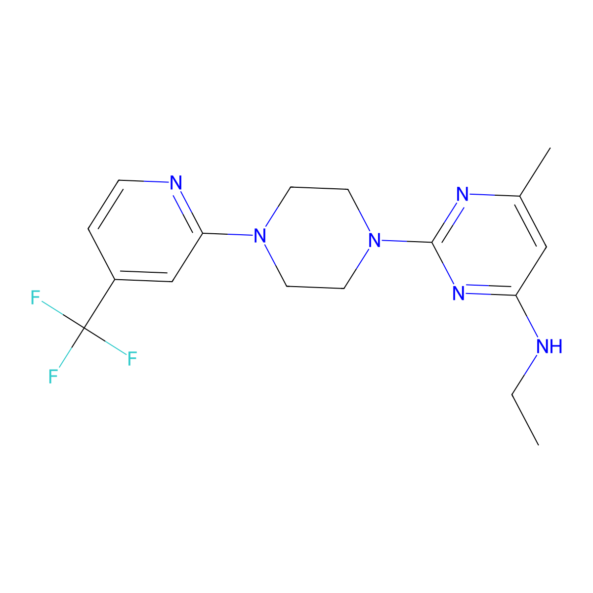 N-ethyl-6-methyl-2-{4-[4-(trifluoromethyl)pyridin-2-yl]piperazin-1-yl}pyrimidin-4-amine molecular structure, CAS 2415488-34-3