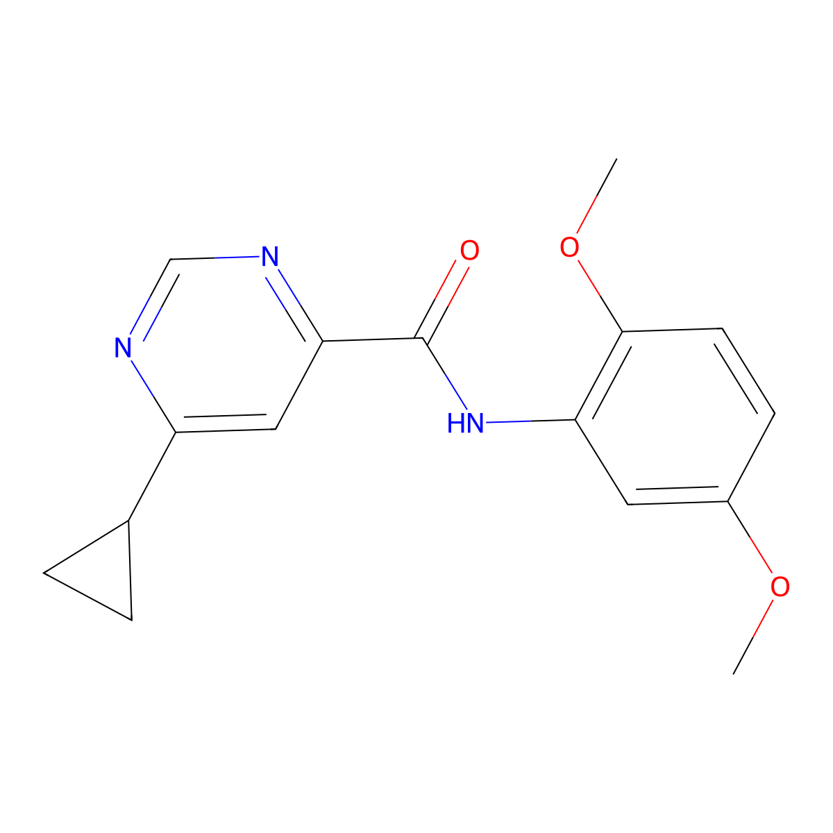 6-Cyclopropyl-N-(2,5-dimethoxyphenyl)pyrimidine-4-carboxamide molecular structure, CAS 2415488-38-7