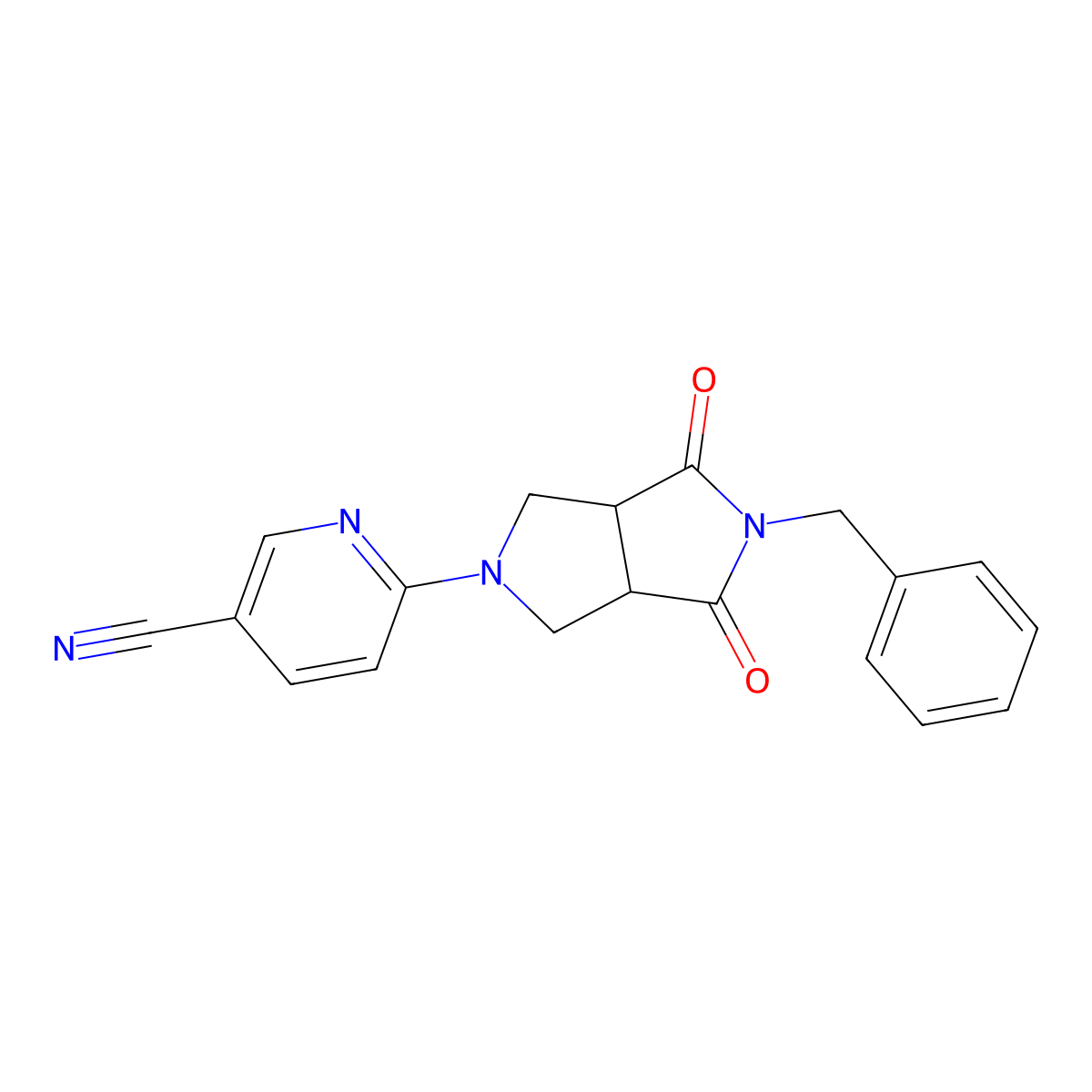 6-{5-Benzyl-4,6-dioxo-octahydropyrrolo[3,4-c]pyrrol-2-yl}pyridine-3-carbonitrile molecular structure, CAS 2415488-41-2