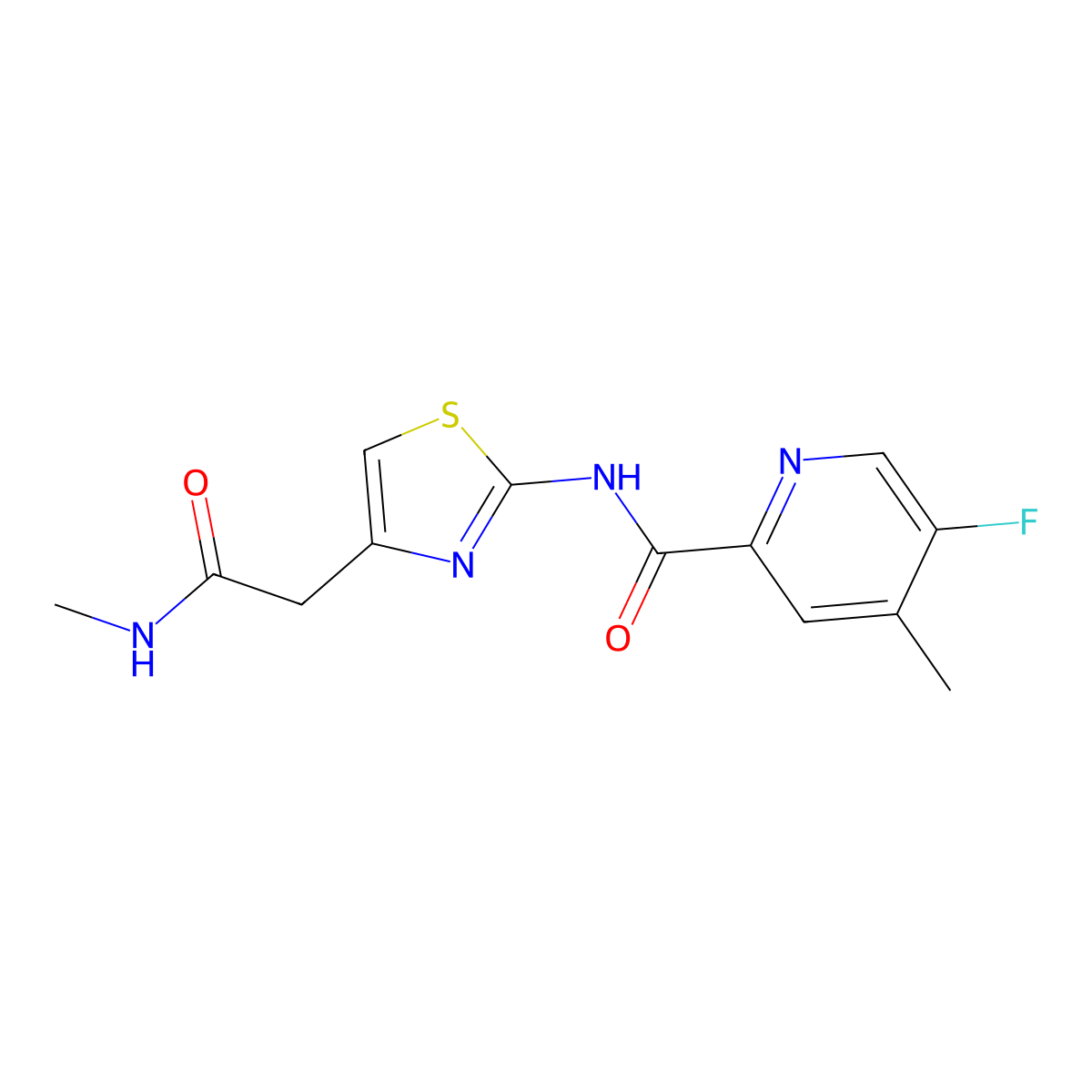 5-fluoro-4-methyl-N-{4-[(methylcarbamoyl)methyl]-1,3-thiazol-2-yl}pyridine-2-carboxamide molecular structure, CAS 2415488-45-6