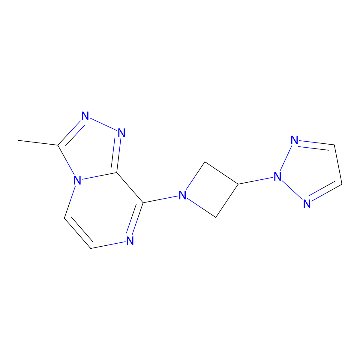 2-(1-{3-methyl-[1,2,4]triazolo[4,3-a]pyrazin-8-yl}azetidin-3-yl)-2H-1,2,3-triazole molecular structure, CAS 2415488-46-7