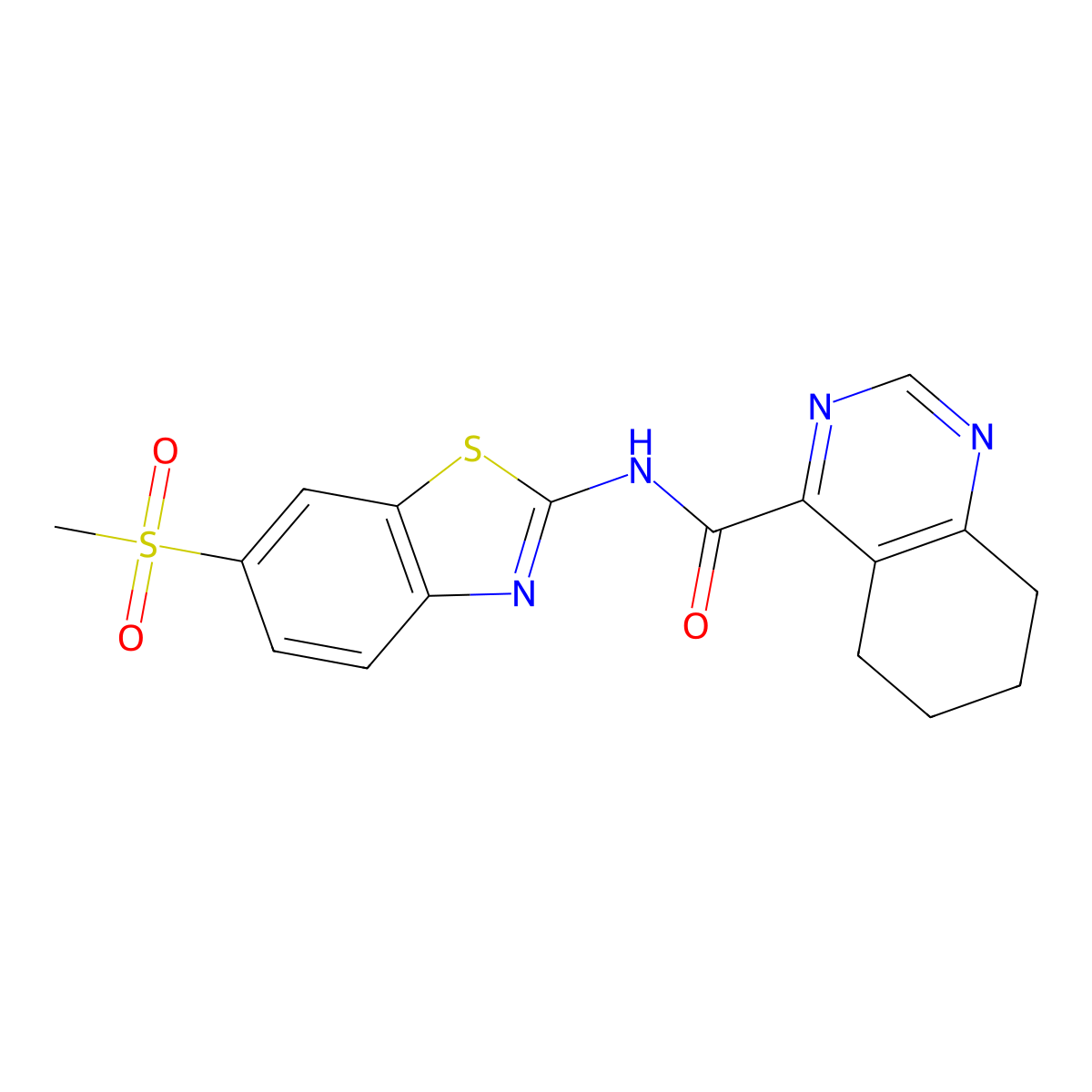 N-(6-methanesulfonyl-1,3-benzothiazol-2-yl)-5,6,7,8-tetrahydroquinazoline-4-carboxamide molecular structure, CAS 2415488-47-8
