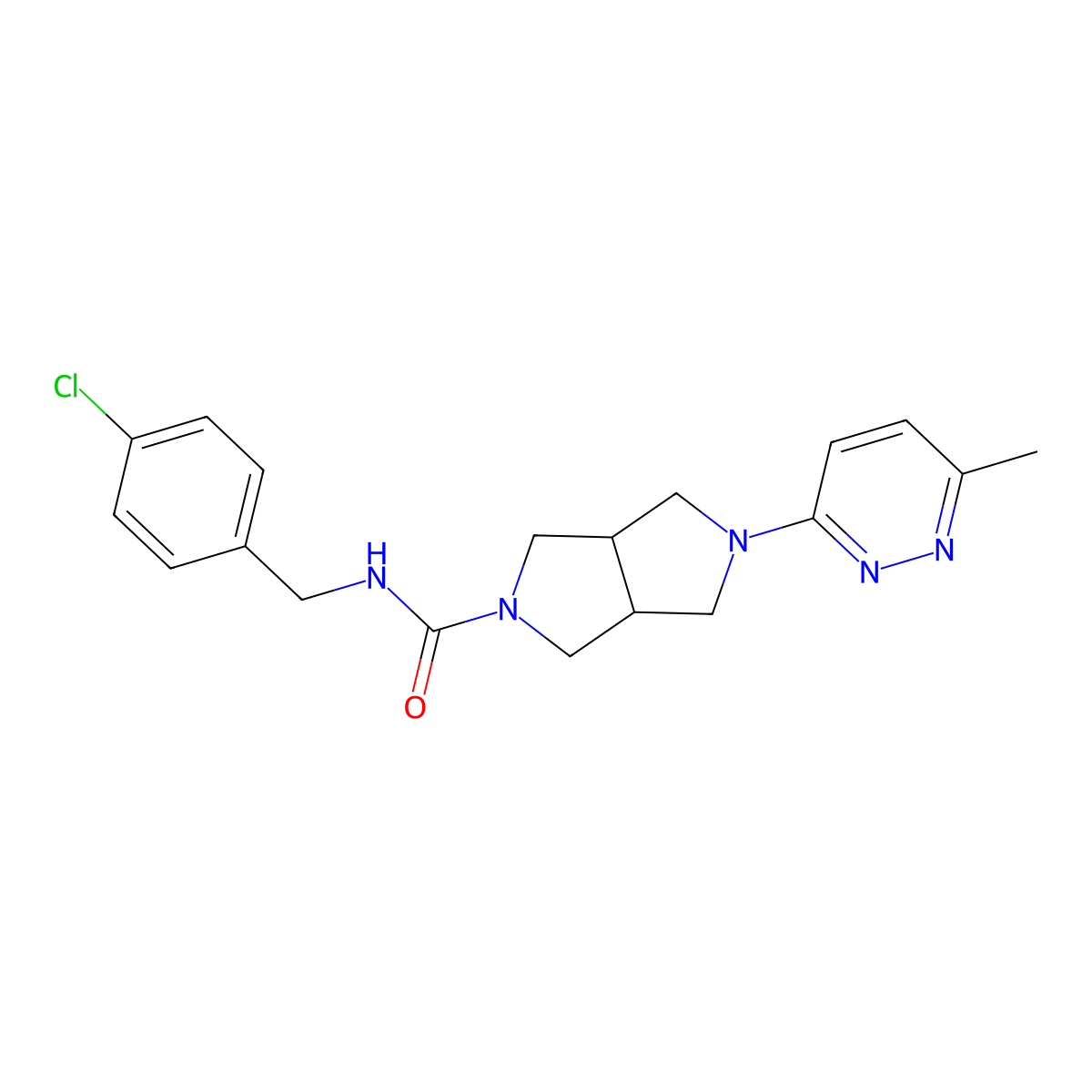 N-[(4-chlorophenyl)methyl]-5-(6-methylpyridazin-3-yl)-octahydropyrrolo[3,4-c]pyrrole-2-carboxamide molecular structure, CAS 2415488-51-4