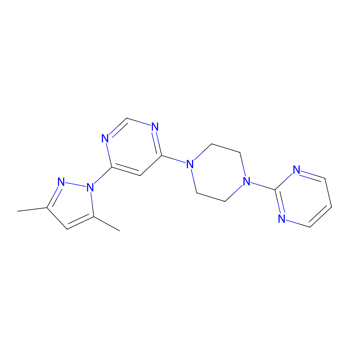 4-(3,5-dimethyl-1H-pyrazol-1-yl)-6-[4-(pyrimidin-2-yl)piperazin-1-yl]pyrimidine molecular structure, CAS 2415488-52-5