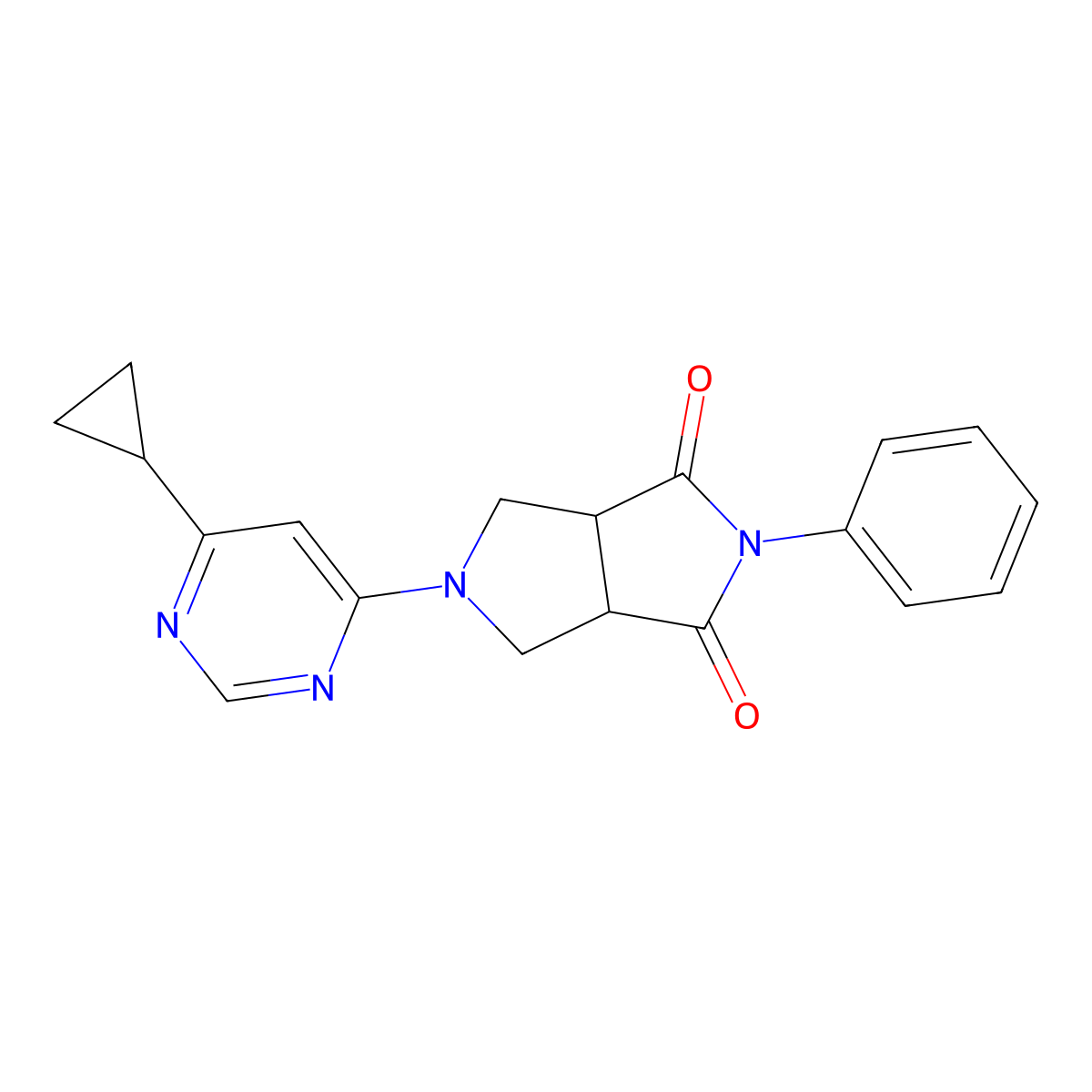 5-(6-Cyclopropylpyrimidin-4-yl)-2-phenyl-octahydropyrrolo[3,4-c]pyrrole-1,3-dione molecular structure, CAS 2415488-56-9