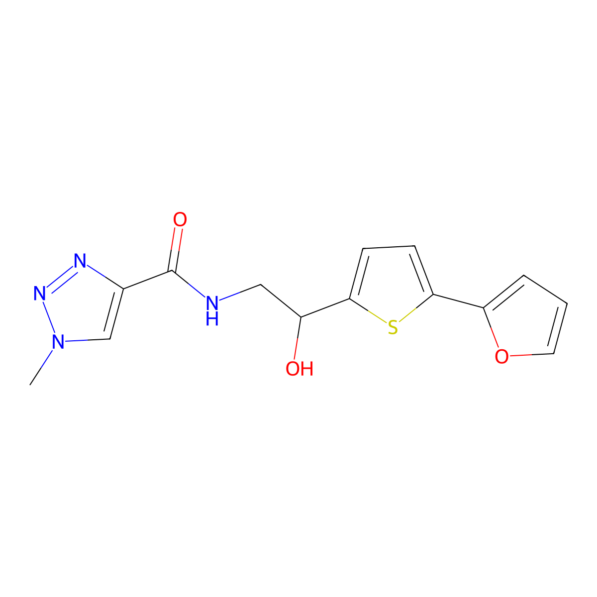 N-{2-[5-(furan-2-yl)thiophen-2-yl]-2-hydroxyethyl}-1-methyl-1H-1,2,3-triazole-4-carboxamide molecular structure, CAS 2415488-60-5