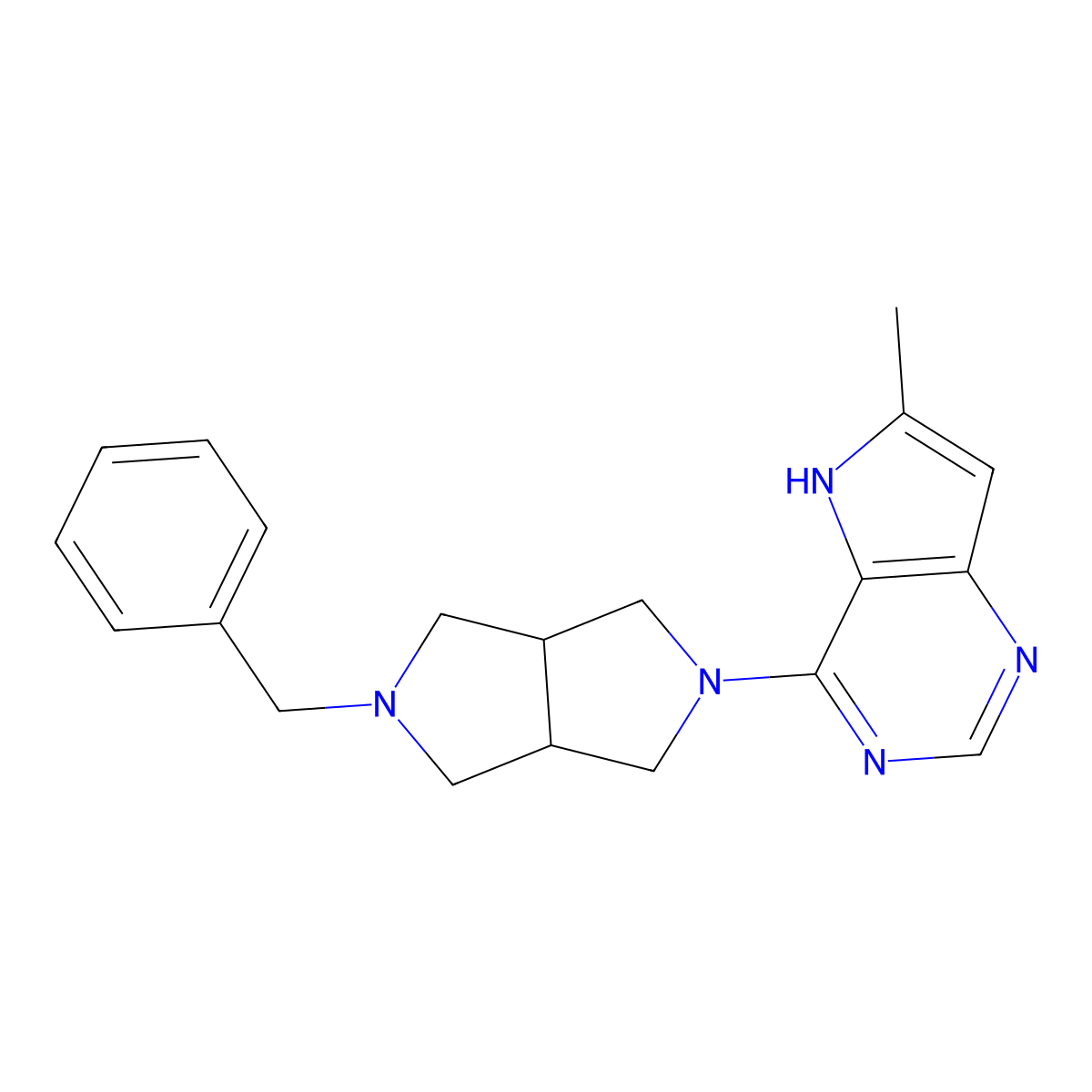 2-benzyl-5-{6-methyl-5H-pyrrolo[3,2-d]pyrimidin-4-yl}-octahydropyrrolo[3,4-c]pyrrole molecular structure, CAS 2415488-67-2