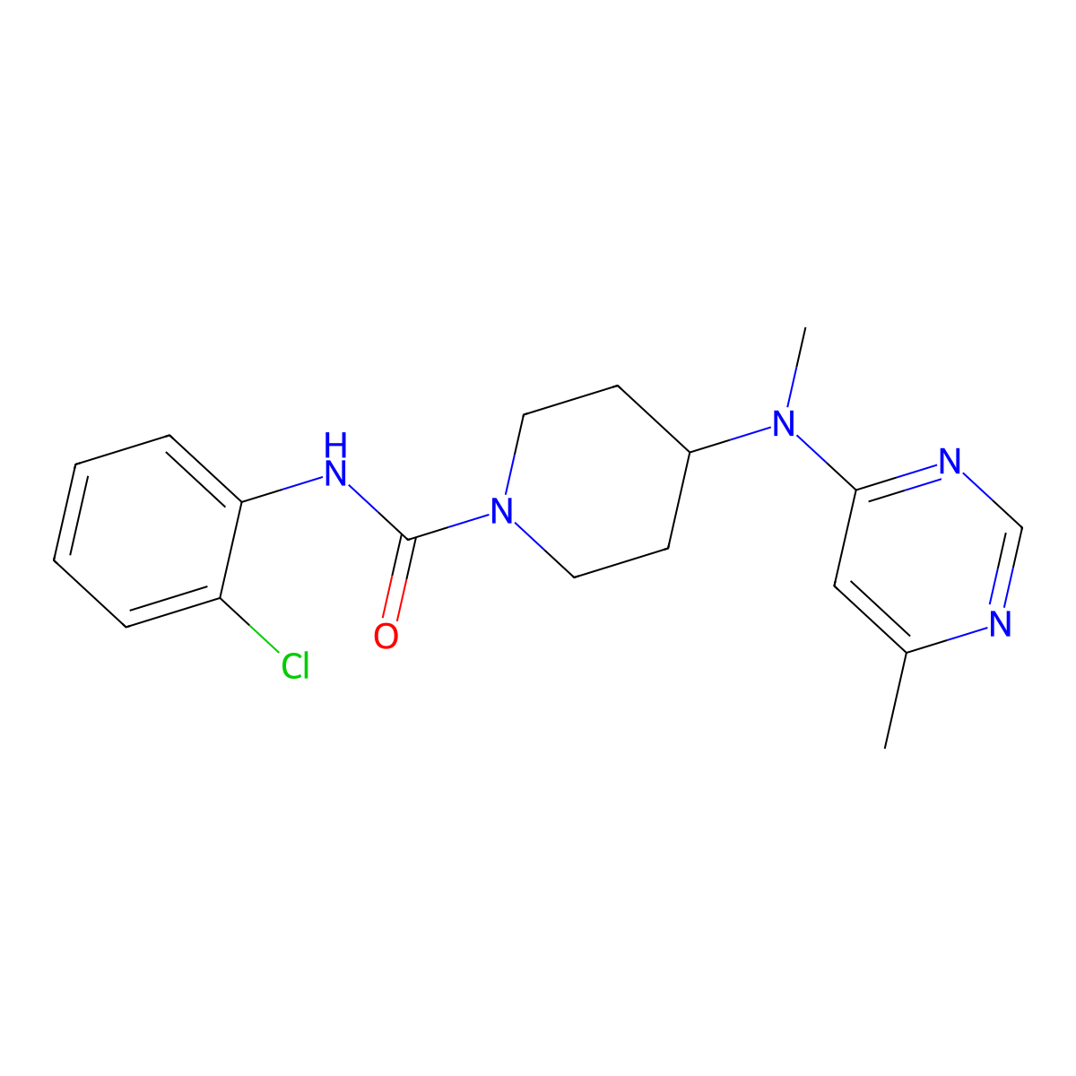 N-(2-chlorophenyl)-4-[methyl(6-methylpyrimidin-4-yl)amino]piperidine-1-carboxamide molecular structure, CAS 2415488-69-4