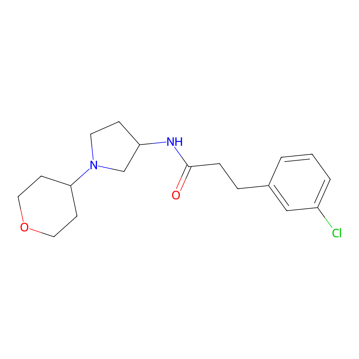 3-(3-Chlorophenyl)-N-[1-(oxan-4-yl)pyrrolidin-3-yl]propanamide molecular structure, CAS 2415488-76-3