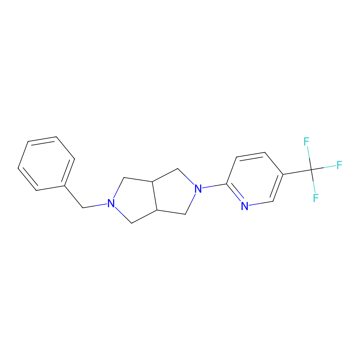 2-{5-Benzyl-octahydropyrrolo[3,4-c]pyrrol-2-yl}-5-(trifluoromethyl)pyridine molecular structure, CAS 2415488-78-5