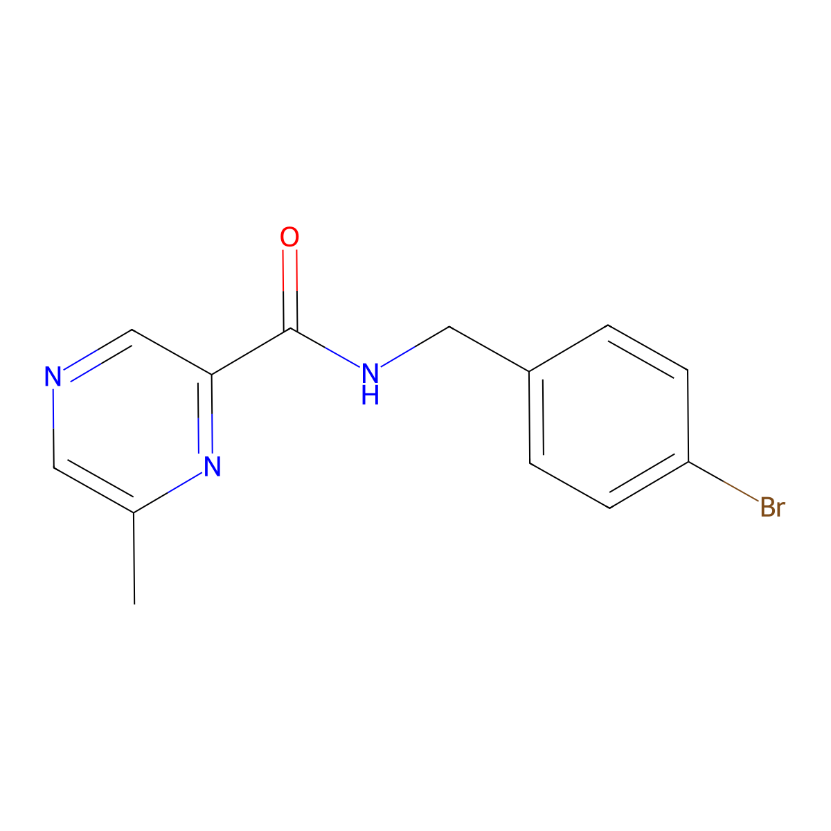 N-[(4-bromophenyl)methyl]-6-methylpyrazine-2-carboxamide molecular structure, CAS 2415488-80-9