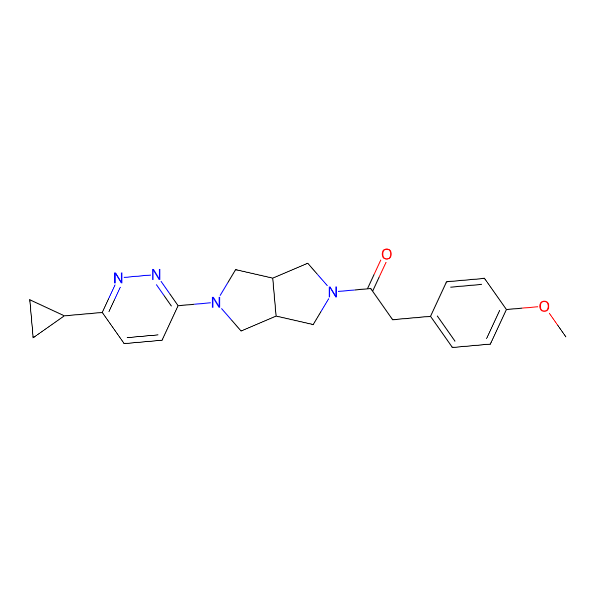 1-[5-(6-Cyclopropylpyridazin-3-yl)-octahydropyrrolo[3,4-c]pyrrol-2-yl]-2-(4-methoxyphenyl)ethan-1-one molecular structure, CAS 2415488-81-0