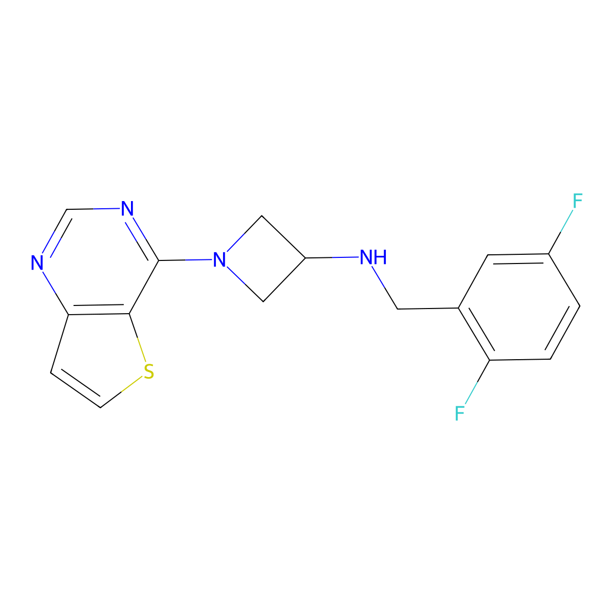 N-[(2,5-difluorophenyl)methyl]-1-{thieno[3,2-d]pyrimidin-4-yl}azetidin-3-amine molecular structure, CAS 2415488-82-1