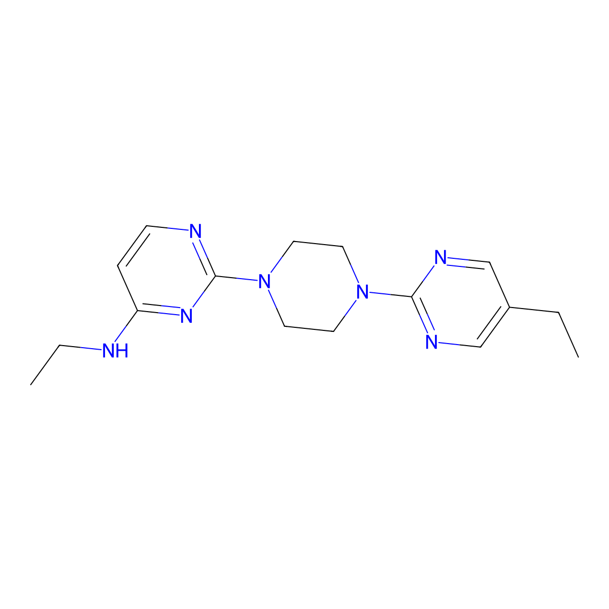 N-Ethyl-2-[4-(5-ethylpyrimidin-2-yl)piperazin-1-yl]pyrimidin-4-amine molecular structure, CAS 2415488-86-5