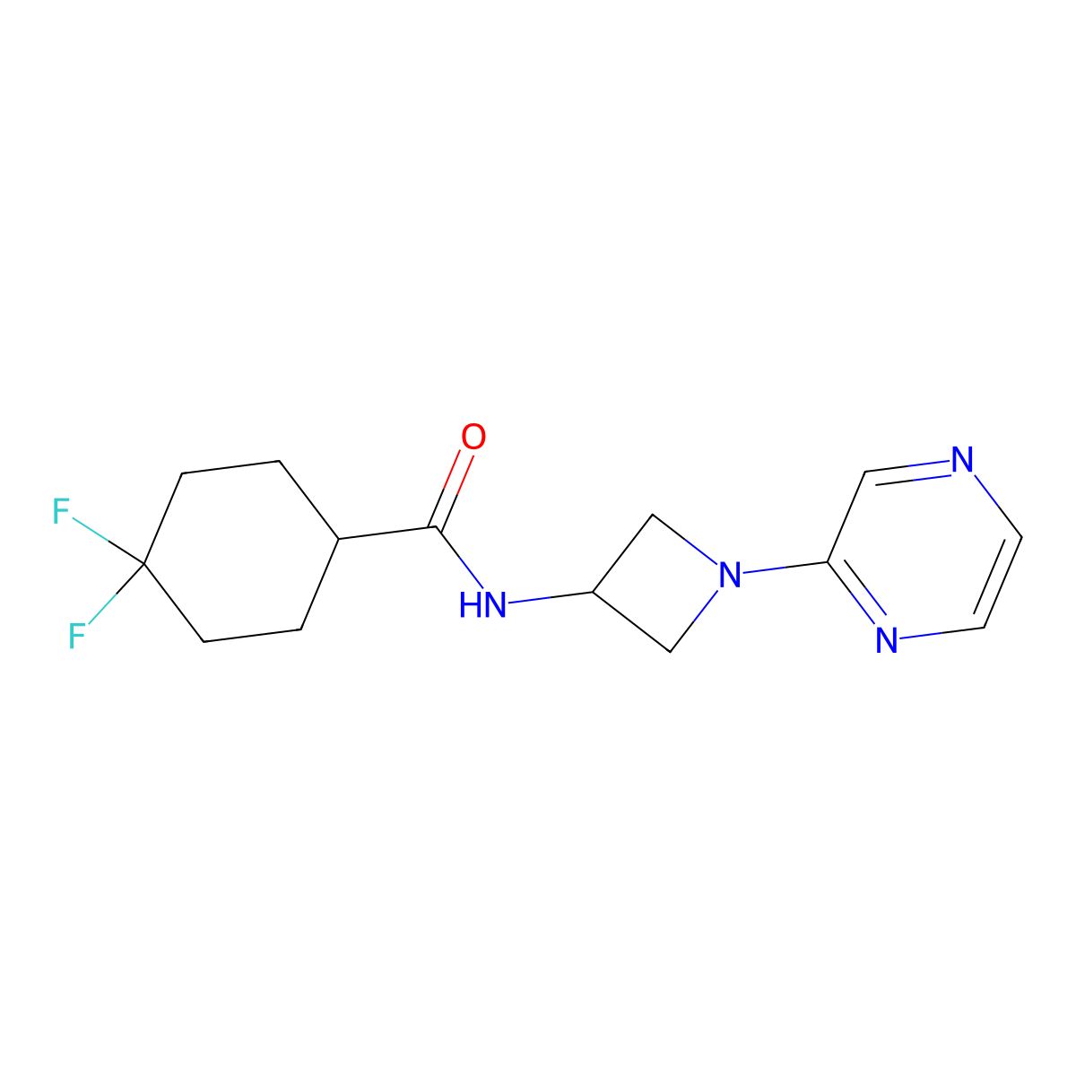 4,4-difluoro-N-[1-(pyrazin-2-yl)azetidin-3-yl]cyclohexane-1-carboxamide molecular structure, CAS 2415488-89-8