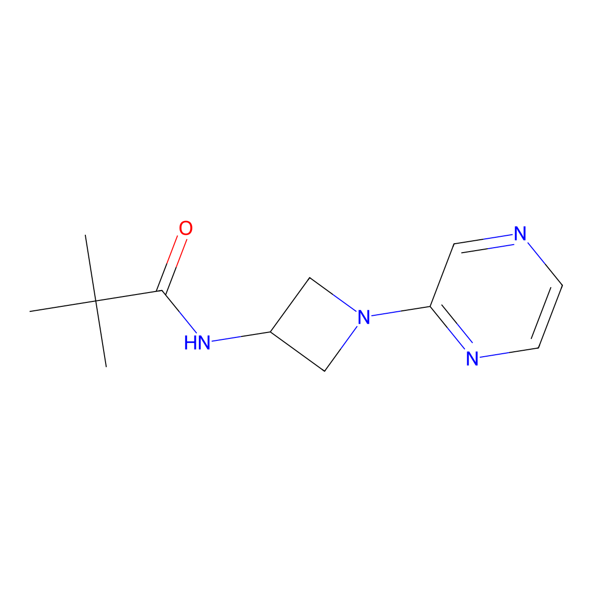 2,2-dimethyl-N-[1-(pyrazin-2-yl)azetidin-3-yl]propanamide molecular structure, CAS 2415488-94-5