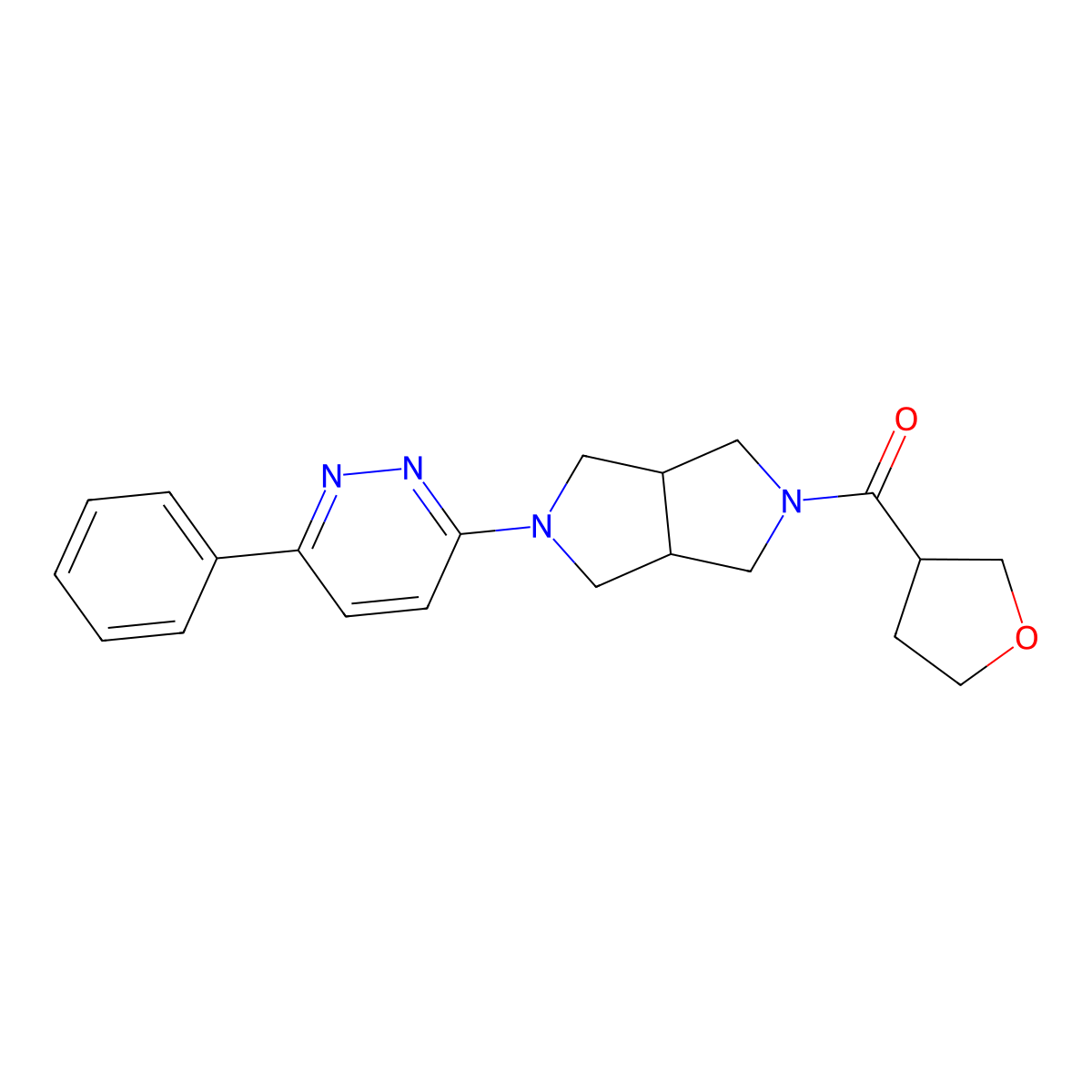 3-[5-(Oxolane-3-carbonyl)-octahydropyrrolo[3,4-c]pyrrol-2-yl]-6-phenylpyridazine molecular structure, CAS 2415488-95-6