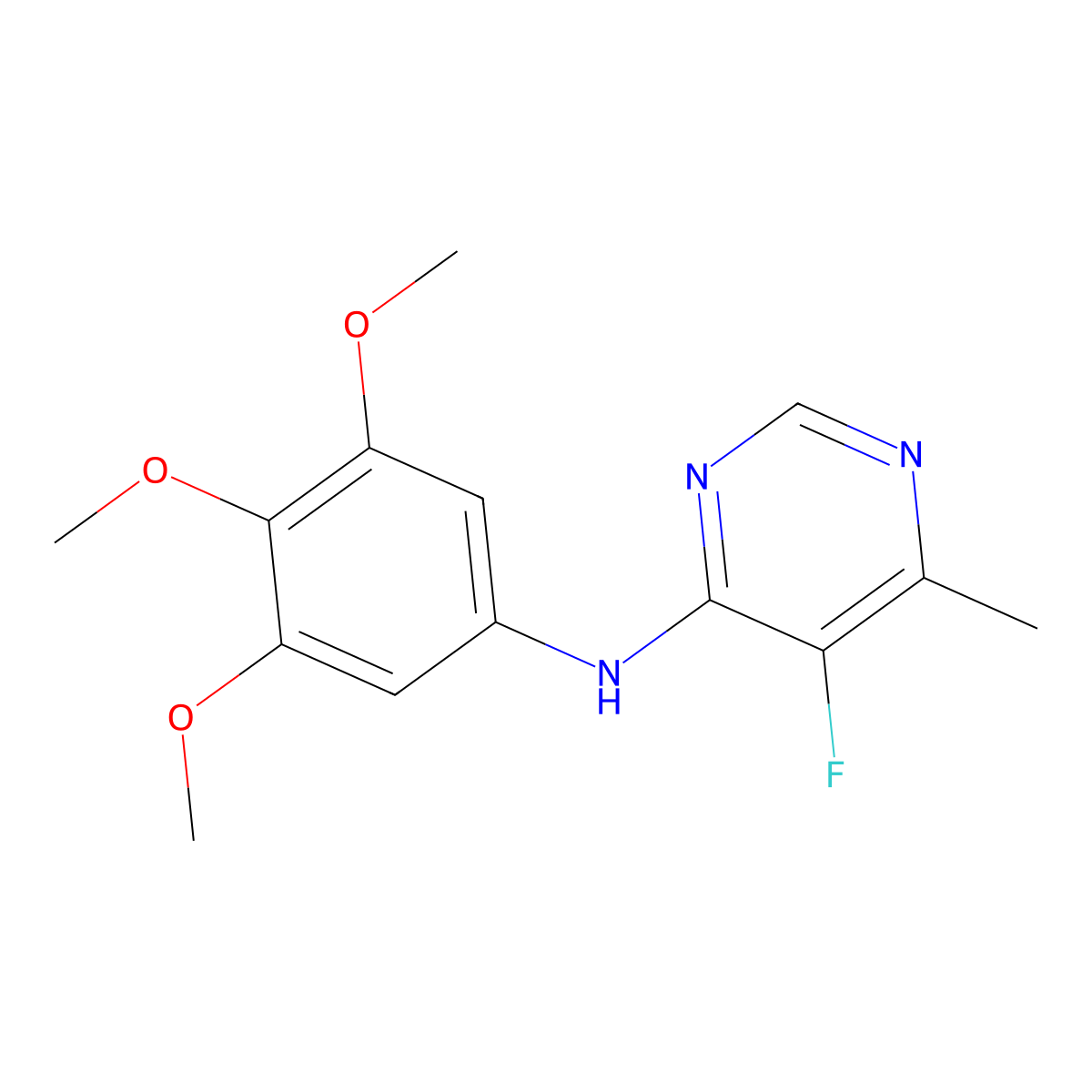 5-Fluoro-6-methyl-N-(3,4,5-trimethoxyphenyl)pyrimidin-4-amine molecular structure, CAS 2415488-97-8