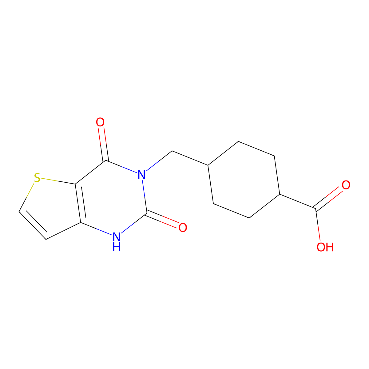 4-({2,4-dioxo-1H,2H,3H,4H-thieno[3,2-d]pyrimidin-3-yl}methyl)cyclohexane-1-carboxylic acid molecular structure, CAS 2415488-98-9