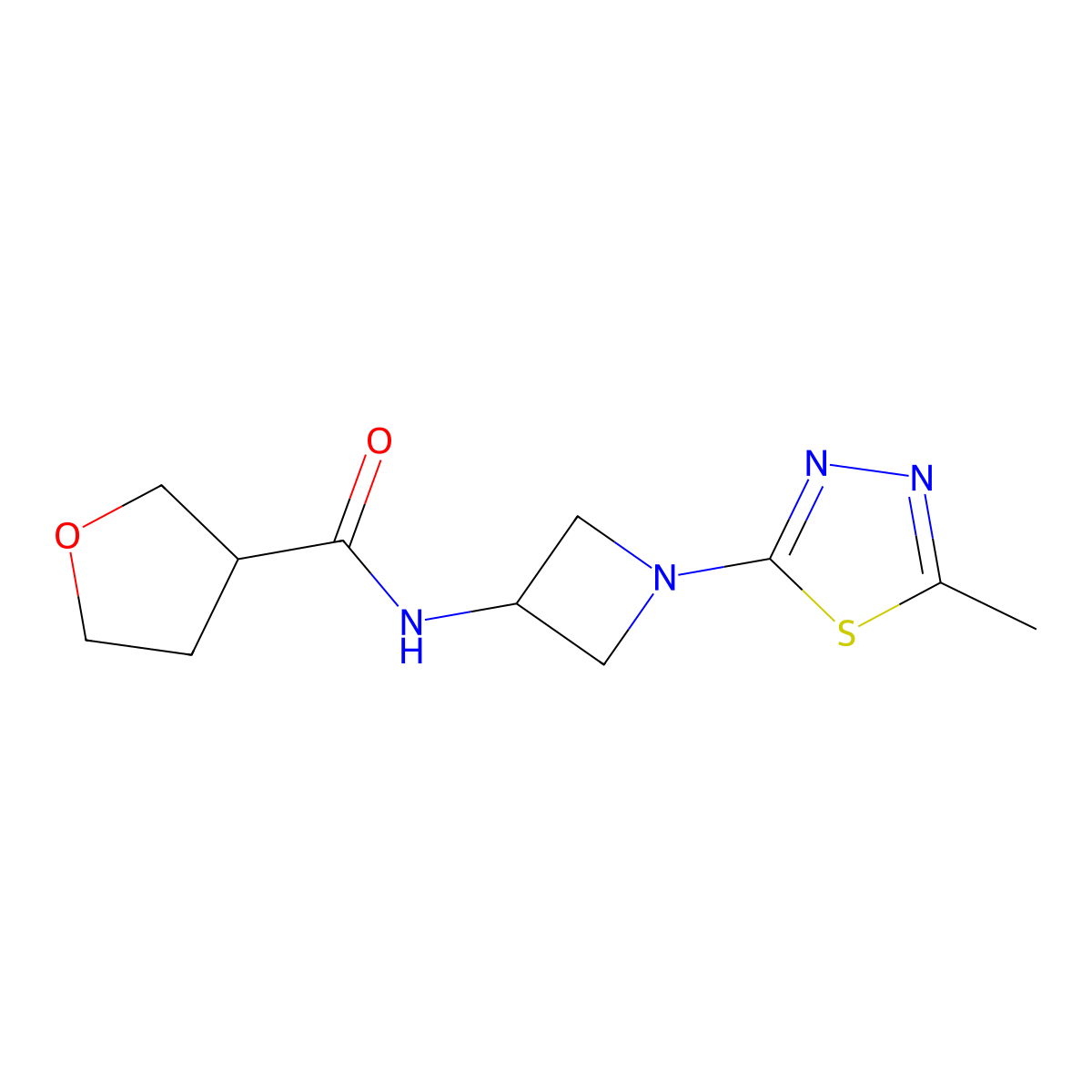 N-[1-(5-methyl-1,3,4-thiadiazol-2-yl)azetidin-3-yl]oxolane-3-carboxamide molecular structure, CAS 2415489-00-6