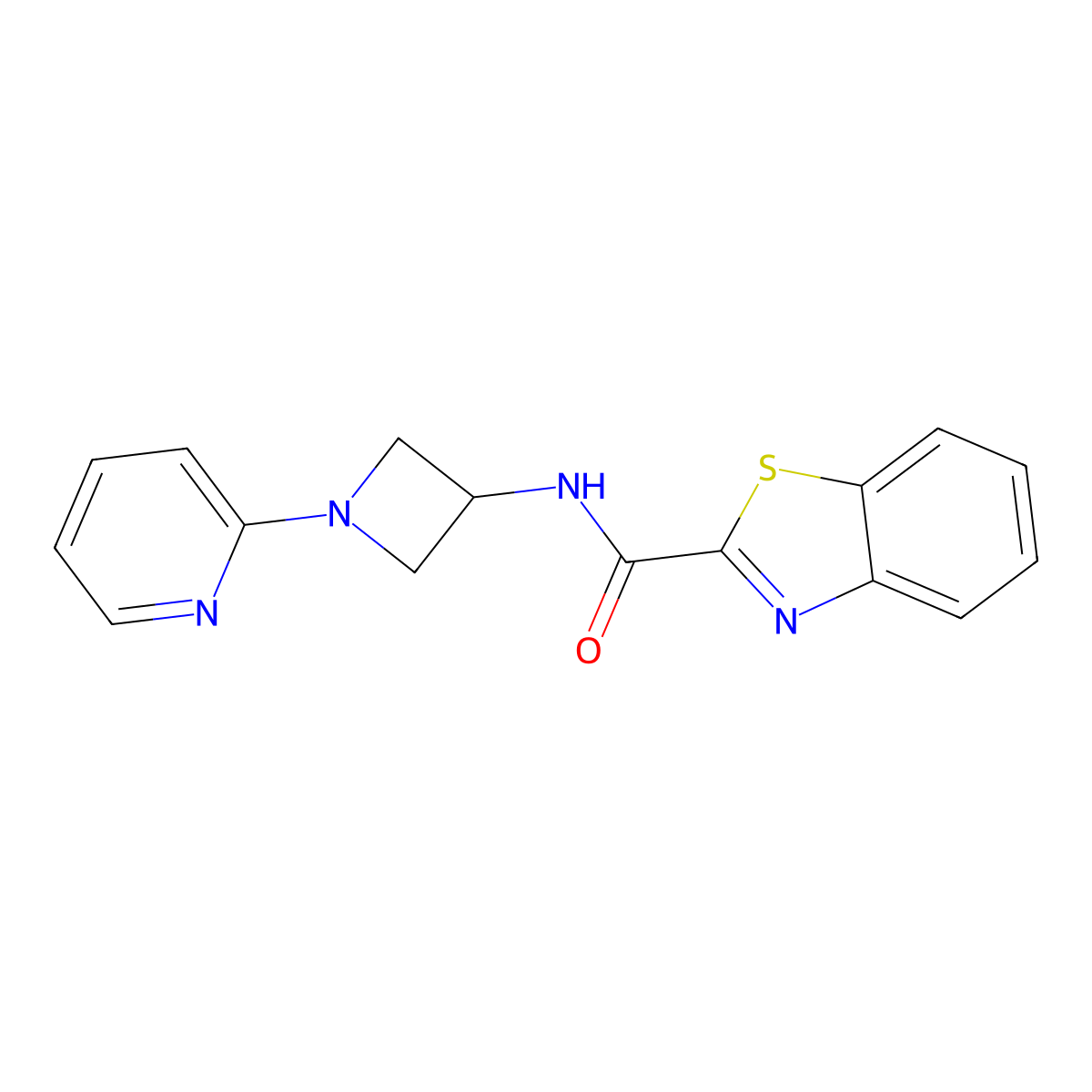 N-[1-(pyridin-2-yl)azetidin-3-yl]-1,3-benzothiazole-2-carboxamide molecular structure, CAS 2415489-03-9