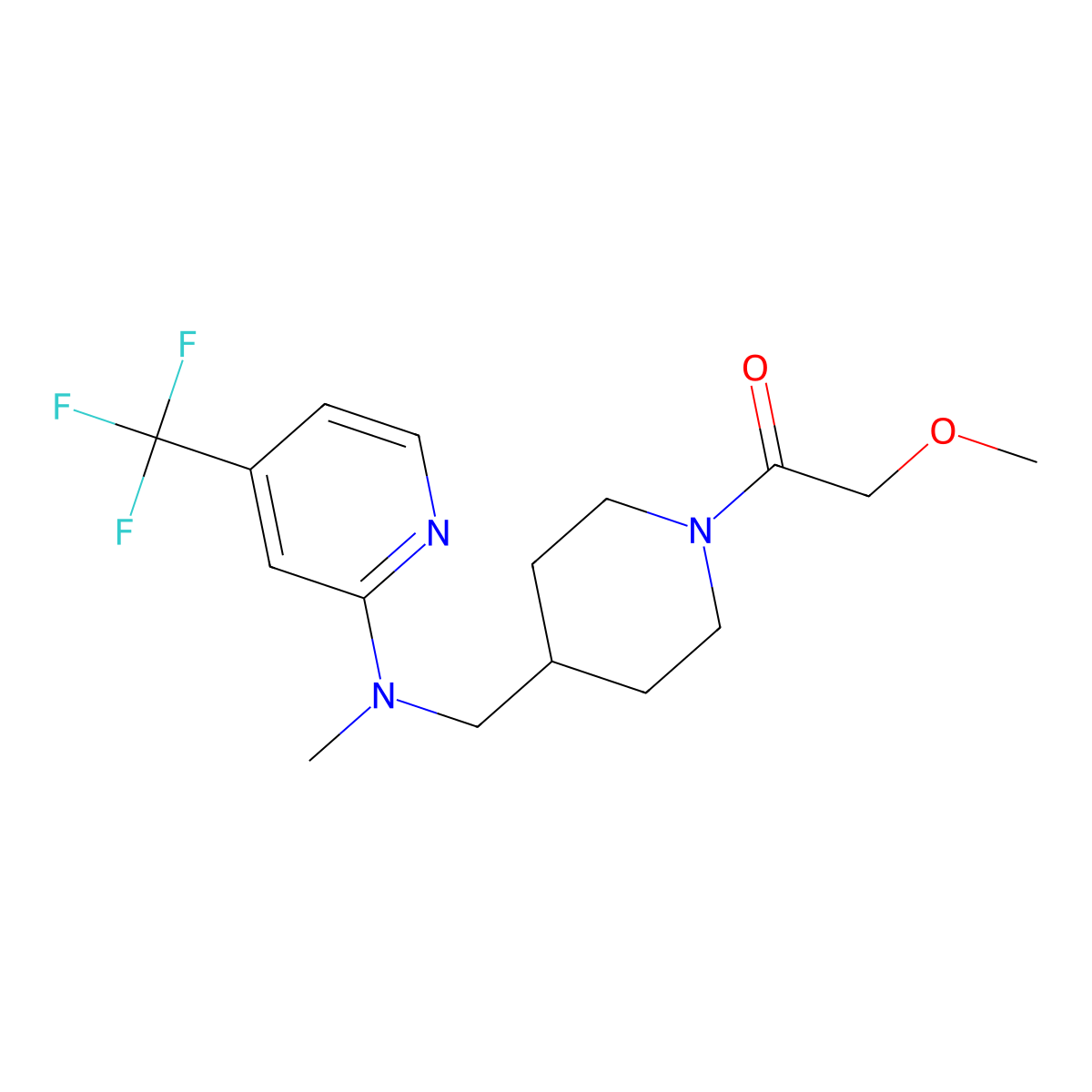 2-Methoxy-1-[4-({methyl[4-(trifluoromethyl)pyridin-2-yl]amino}methyl)piperidin-1-yl]ethan-1-one molecular structure, CAS 2415489-09-5