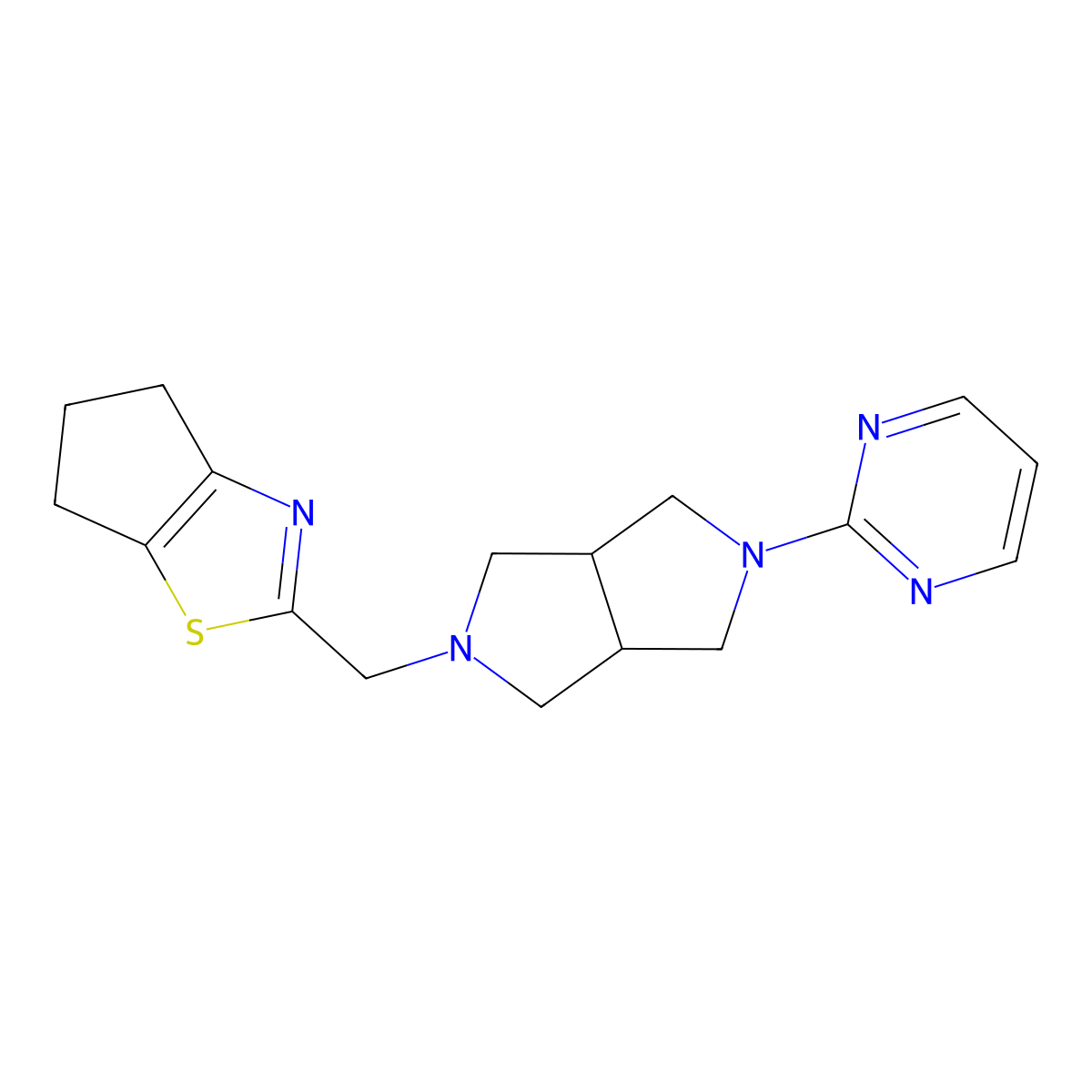 2-[5-({4H,5H,6H-cyclopenta[d][1,3]thiazol-2-yl}methyl)-octahydropyrrolo[3,4-c]pyrrol-2-yl]pyrimidine molecular structure, CAS 2415489-14-2