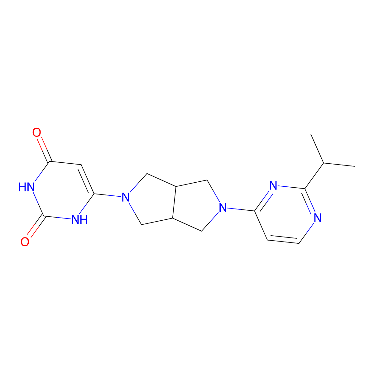 6-{5-[2-(Propan-2-yl)pyrimidin-4-yl]-octahydropyrrolo[3,4-c]pyrrol-2-yl}-1,2,3,4-tetrahydropyrimidine-2,4-dione molecular structure, CAS 2415489-20-0