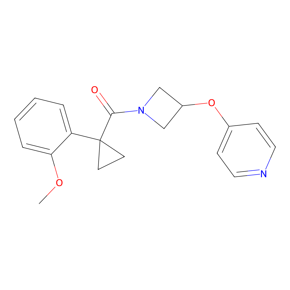 4-({1-[1-(2-Methoxyphenyl)cyclopropanecarbonyl]azetidin-3-yl}oxy)pyridine molecular structure, CAS 2415489-28-8