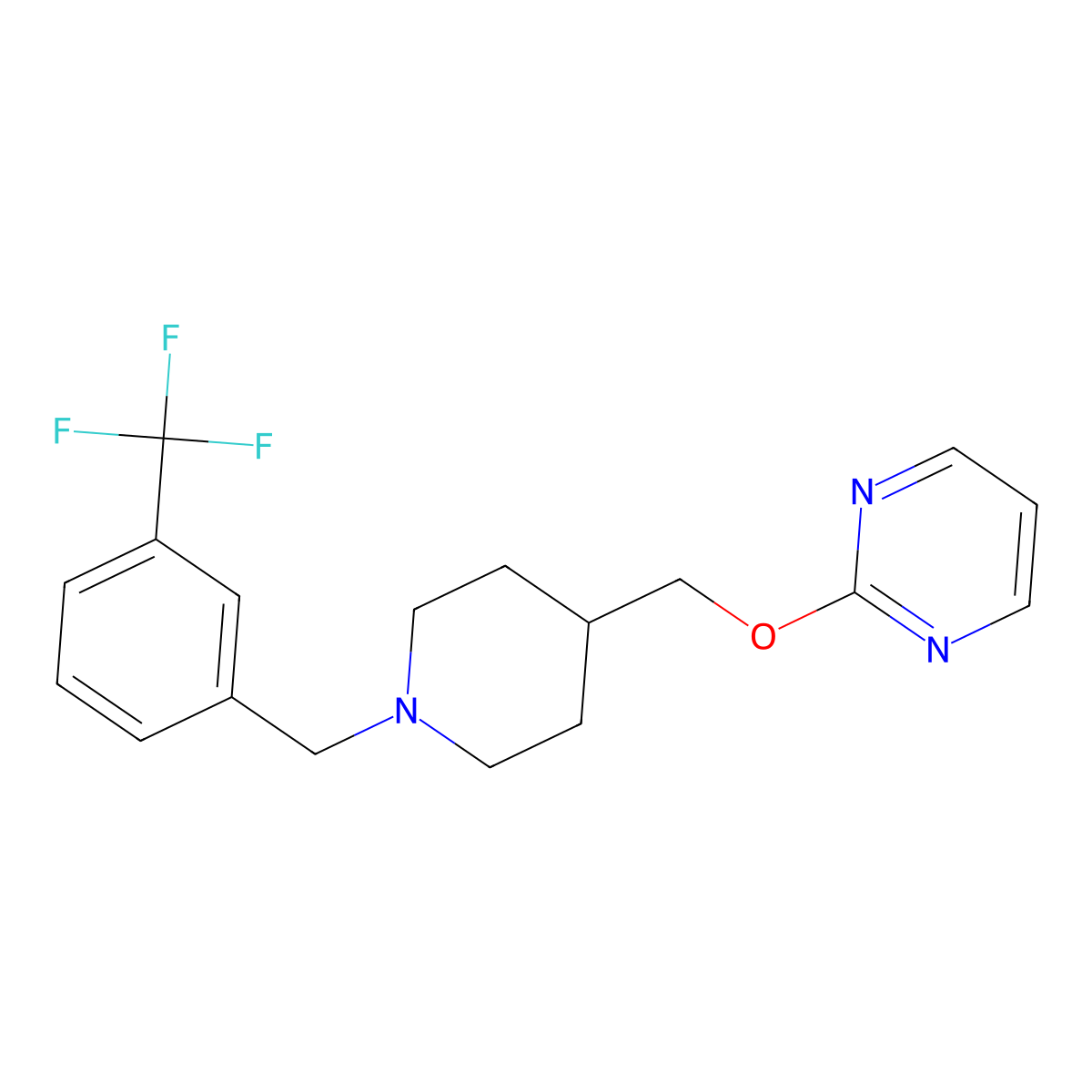 2-[(1-{[3-(Trifluoromethyl)phenyl]methyl}piperidin-4-yl)methoxy]pyrimidine molecular structure, CAS 2415489-33-5
