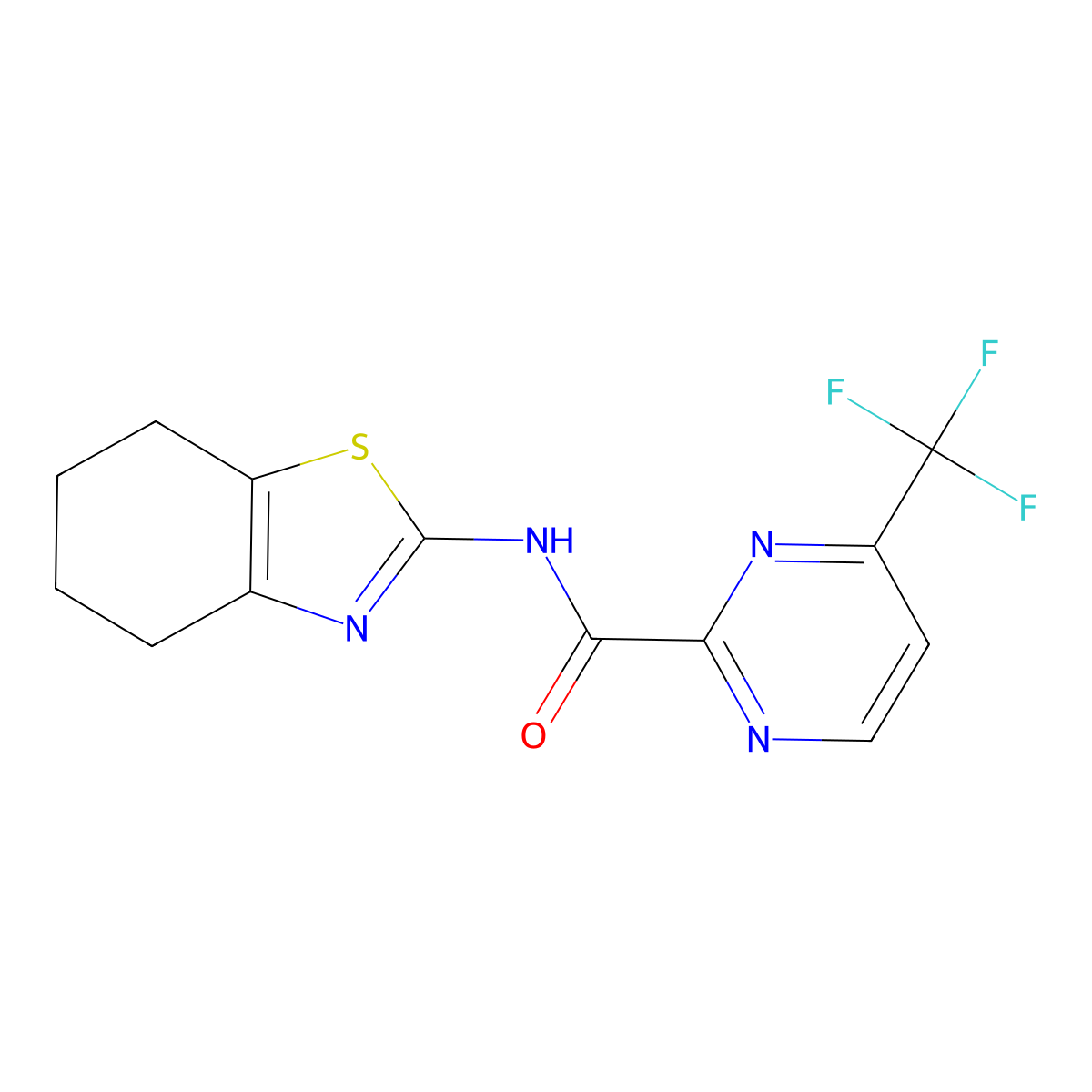 N-(4,5,6,7-tetrahydro-1,3-benzothiazol-2-yl)-4-(trifluoromethyl)pyrimidine-2-carboxamide molecular structure, CAS 2415489-34-6