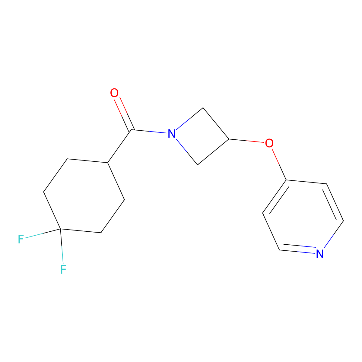 4-{[1-(4,4-Difluorocyclohexanecarbonyl)azetidin-3-yl]oxy}pyridine molecular structure, CAS 2415489-35-7
