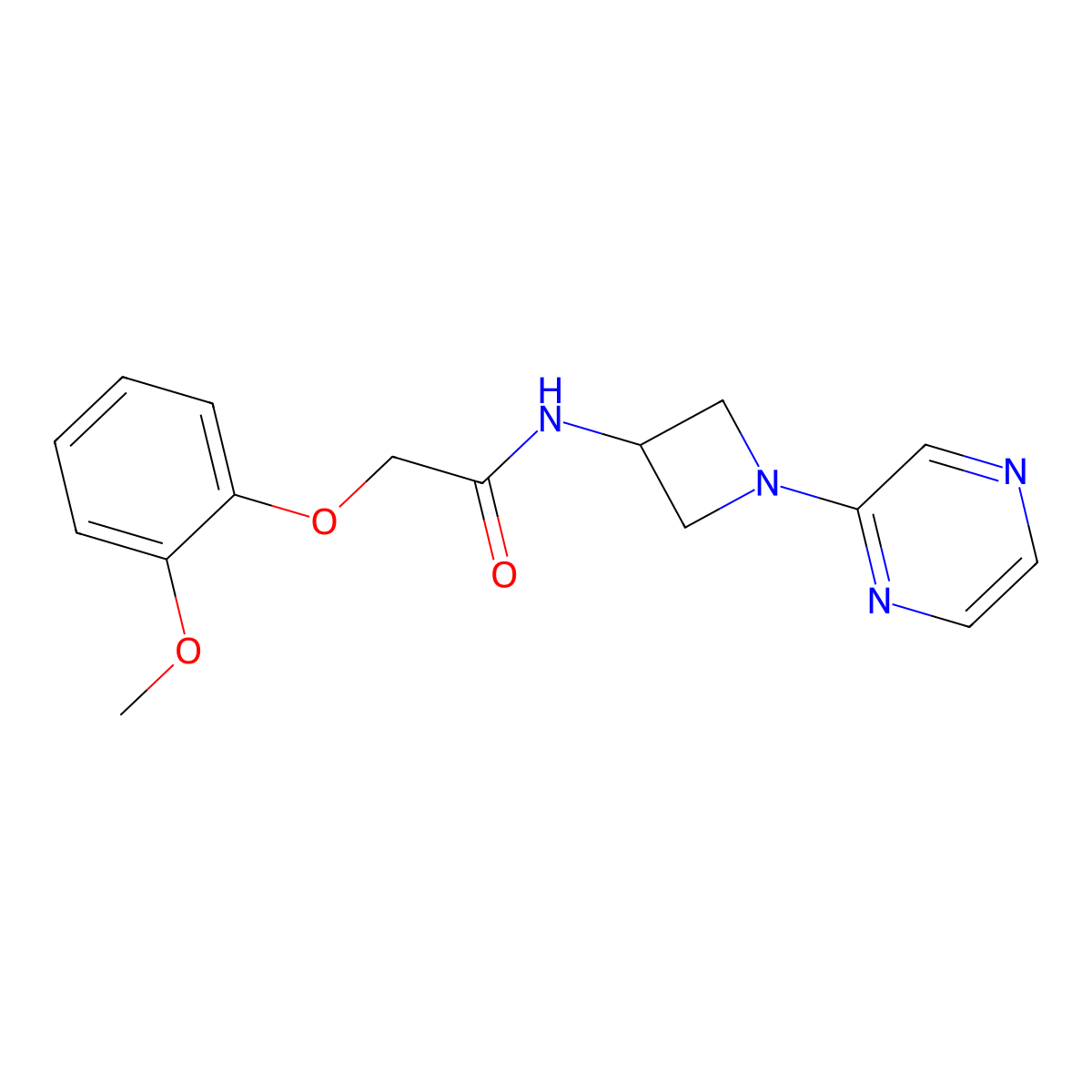 2-(2-methoxyphenoxy)-N-[1-(pyrazin-2-yl)azetidin-3-yl]acetamide molecular structure, CAS 2415489-45-9