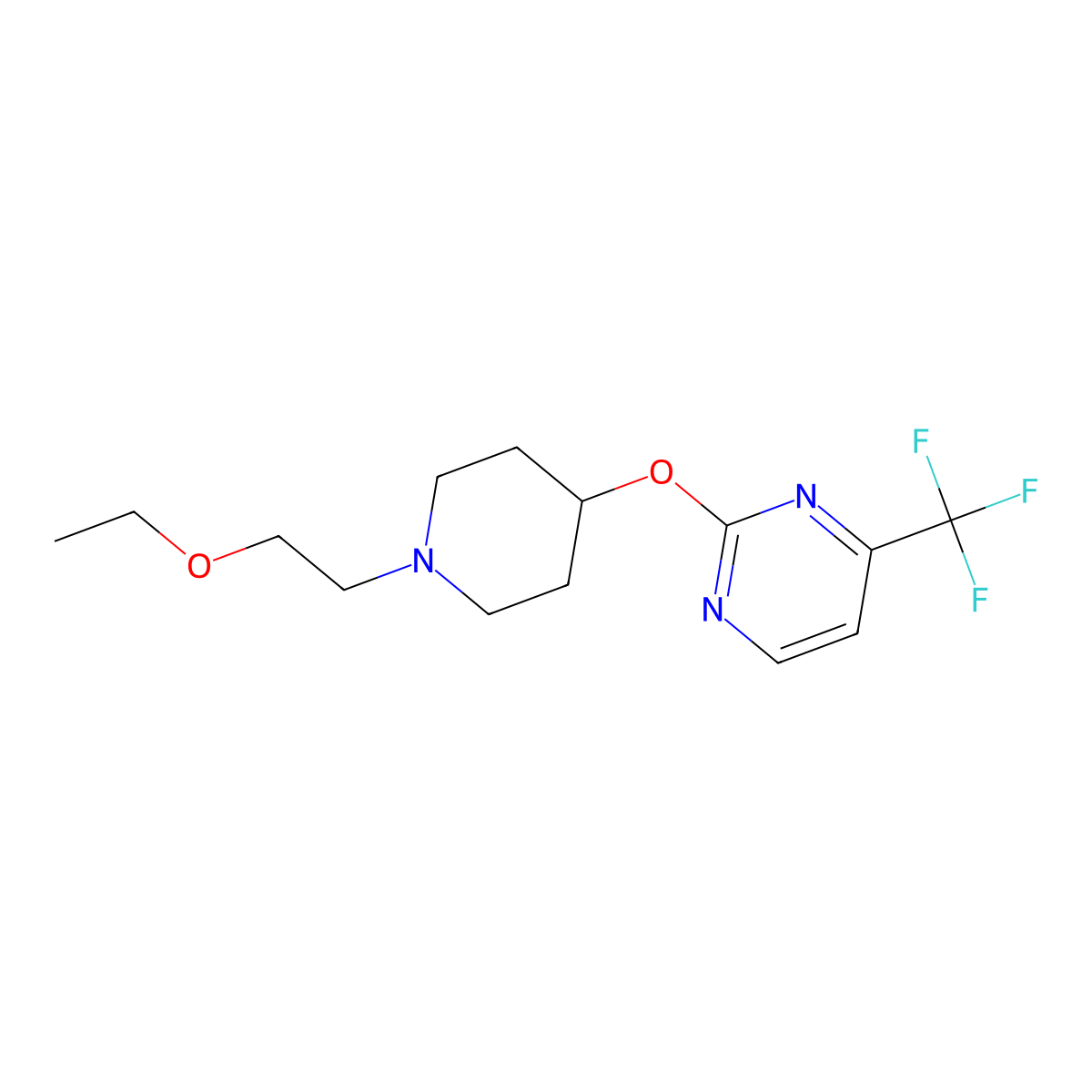 2-{[1-(2-Ethoxyethyl)piperidin-4-yl]oxy}-4-(trifluoromethyl)pyrimidine molecular structure, CAS 2415489-48-2