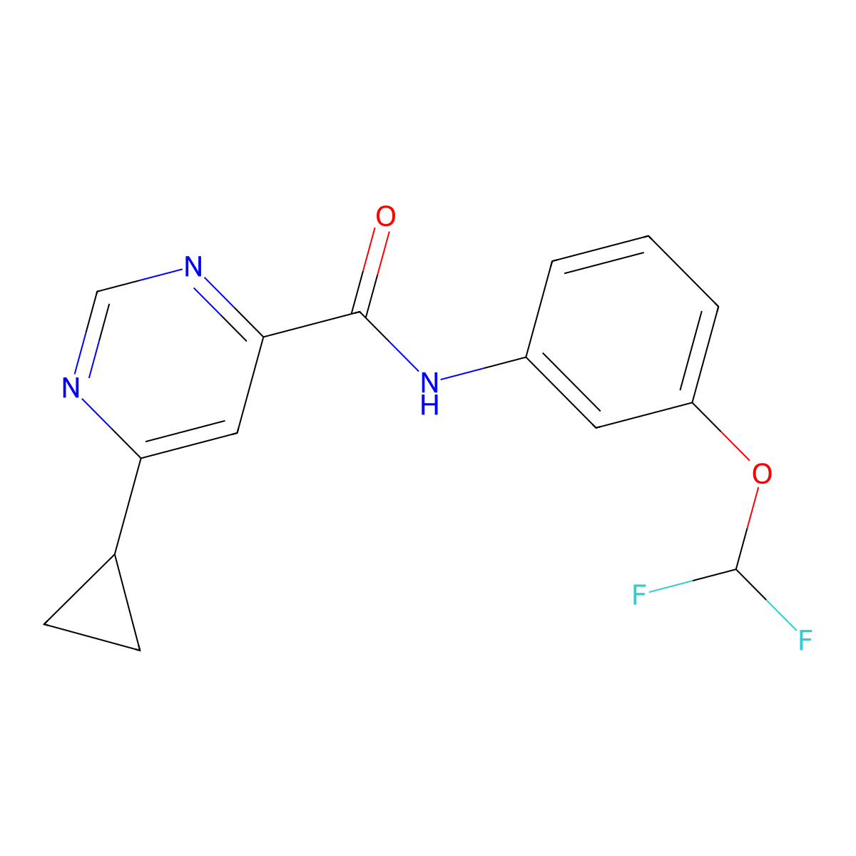 6-Cyclopropyl-N-[3-(difluoromethoxy)phenyl]pyrimidine-4-carboxamide molecular structure, CAS 2415489-57-3