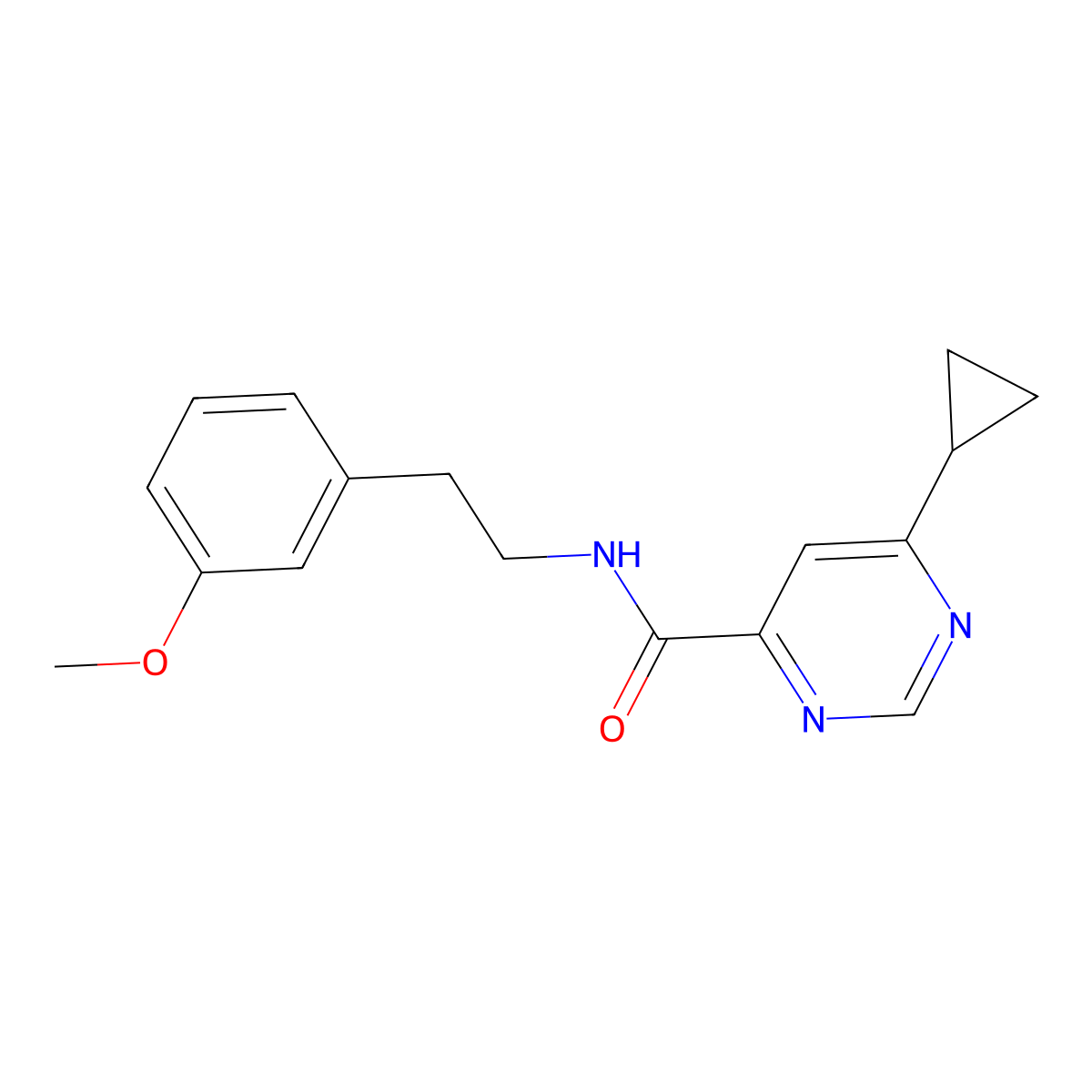 6-Cyclopropyl-N-[2-(3-methoxyphenyl)ethyl]pyrimidine-4-carboxamide molecular structure, CAS 2415489-59-5
