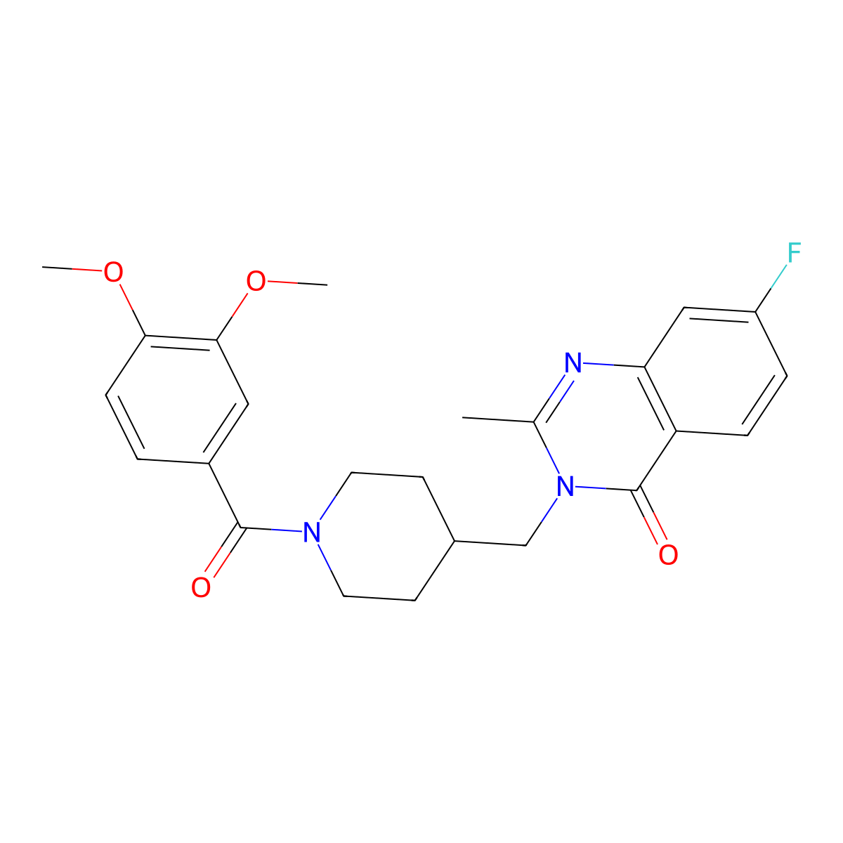 3-{[1-(3,4-Dimethoxybenzoyl)piperidin-4-yl]methyl}-7-fluoro-2-methyl-3,4-dihydroquinazolin-4-one molecular structure, CAS 2415489-62-0